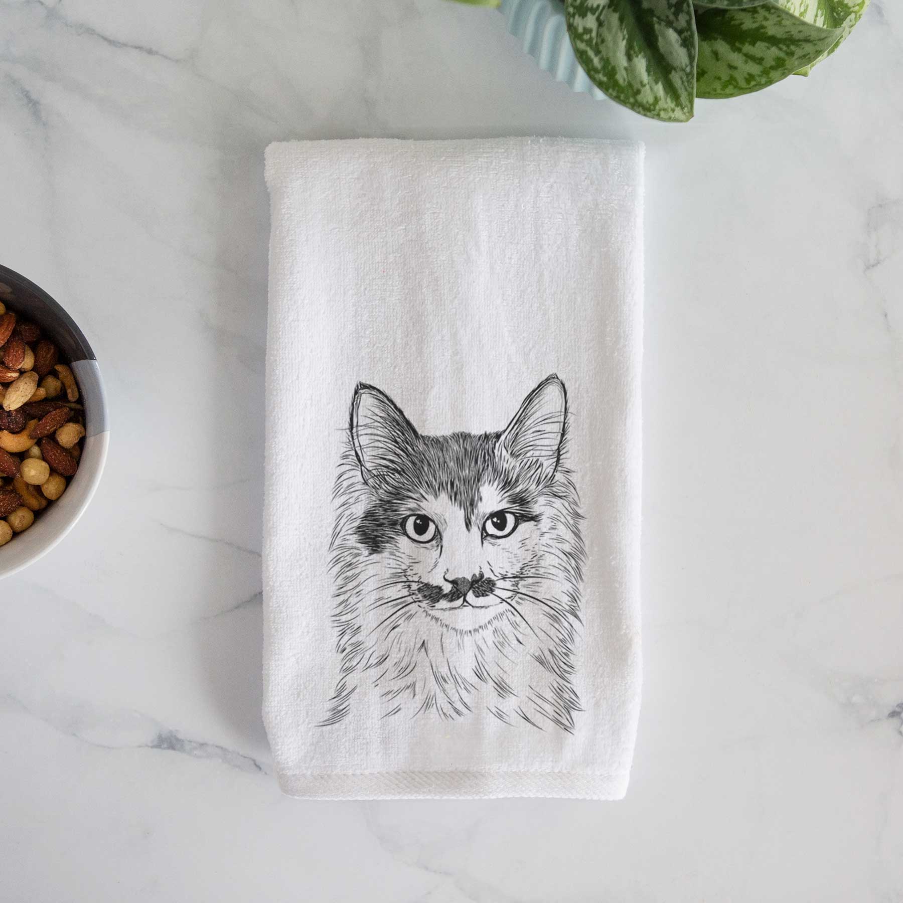 Stache the Longhaired Mustard Cat Decorative Hand Towel