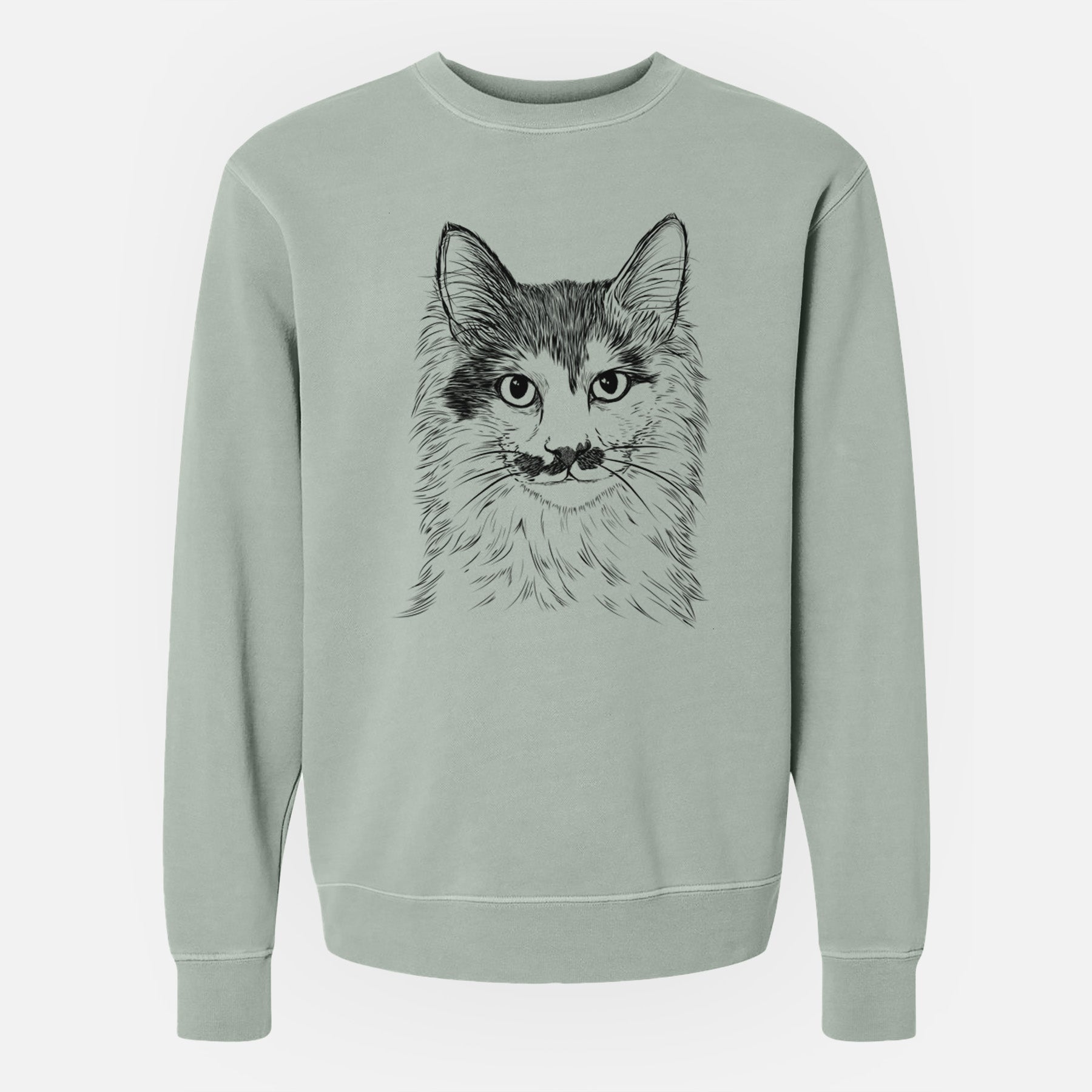 Bare Stache the Longhaired Mustard Cat - Unisex Pigment Dyed Crew Sweatshirt