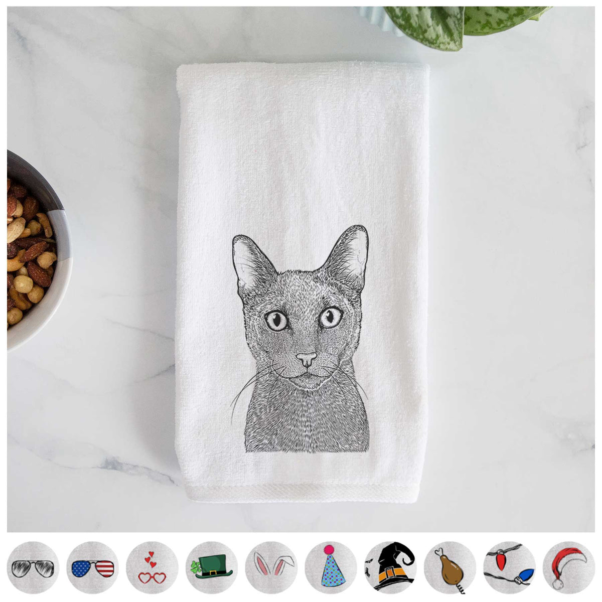 Stanley the Russian Blue Cat Decorative Hand Towel