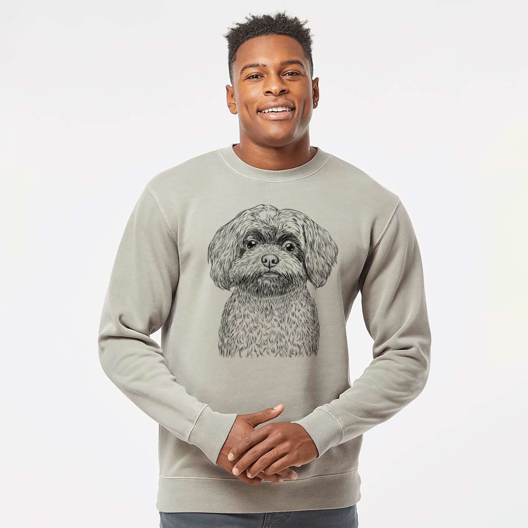 Bare Stella the Shih Tzu Mix - Unisex Pigment Dyed Crew Sweatshirt