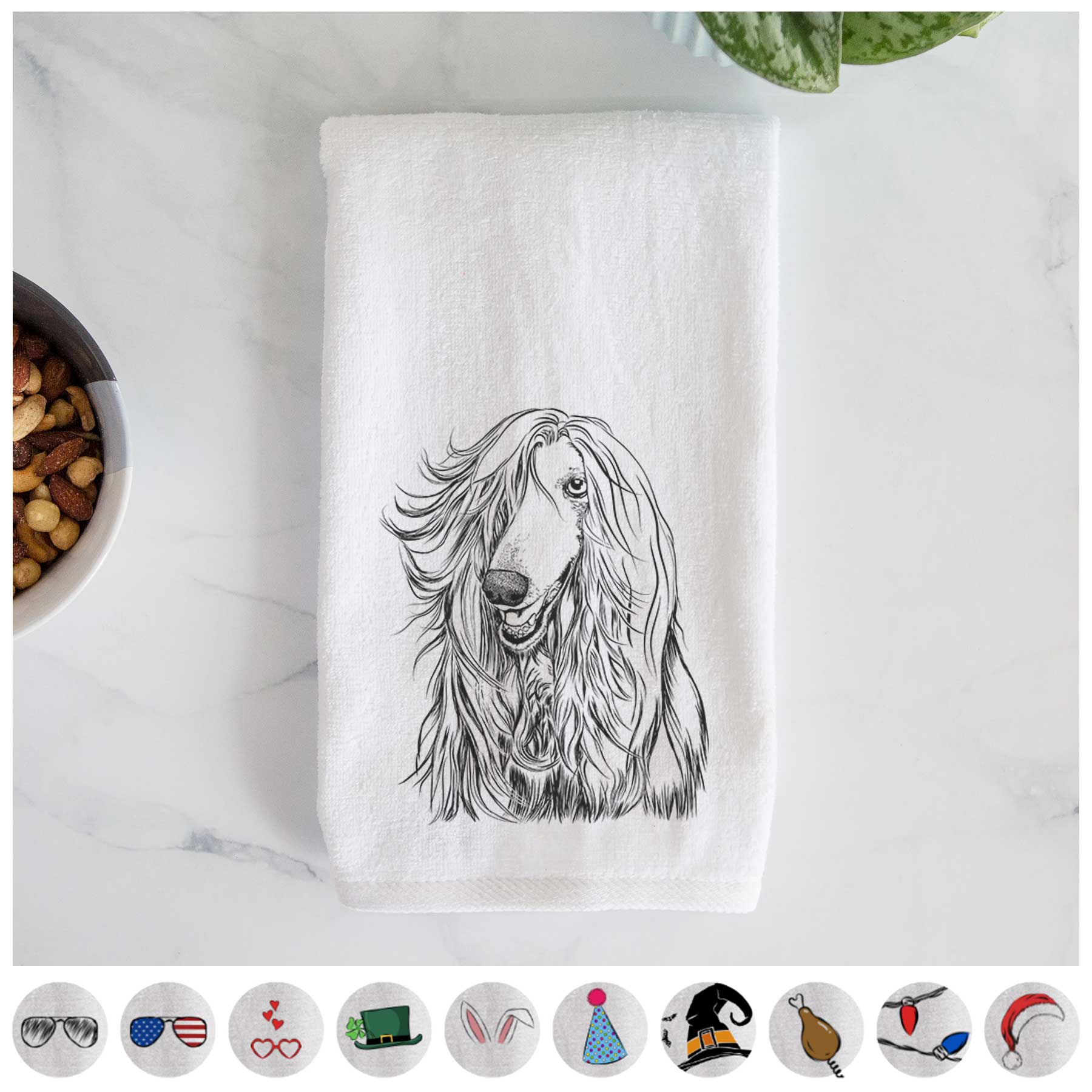 Sterling the Afghan Hound Decorative Hand Towel