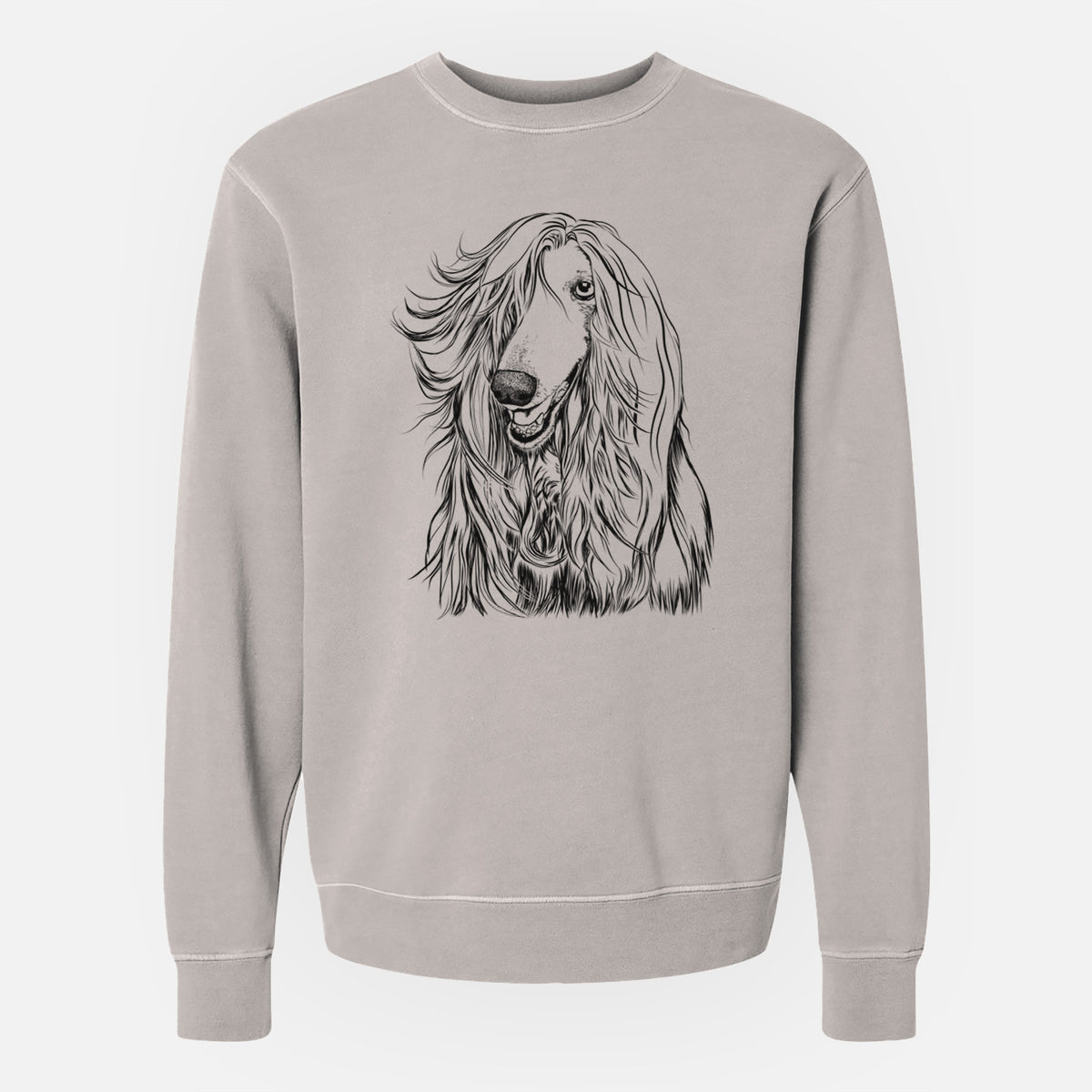 Bare Sterling the Afghan Hound - Unisex Pigment Dyed Crew Sweatshirt