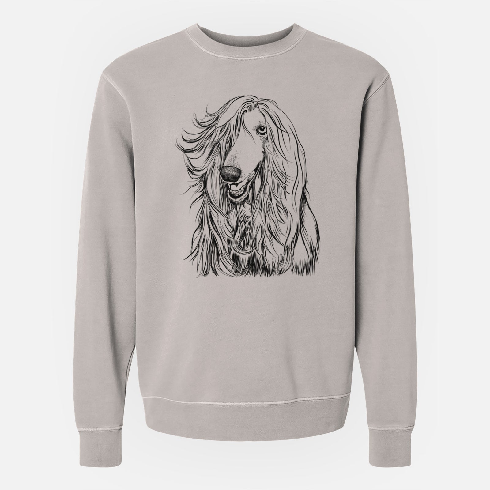Bare Sterling the Afghan Hound - Unisex Pigment Dyed Crew Sweatshirt