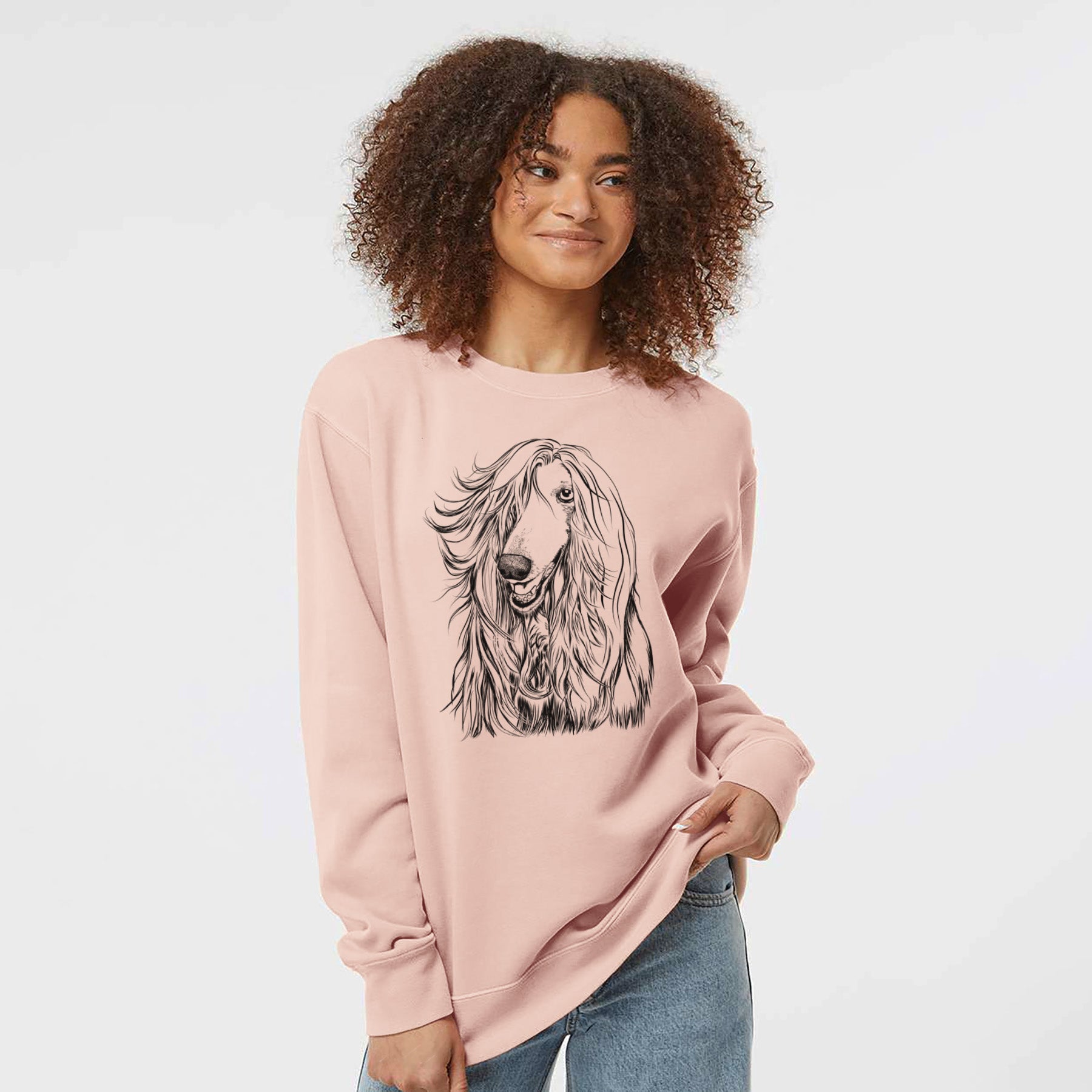 Bare Sterling the Afghan Hound - Unisex Pigment Dyed Crew Sweatshirt