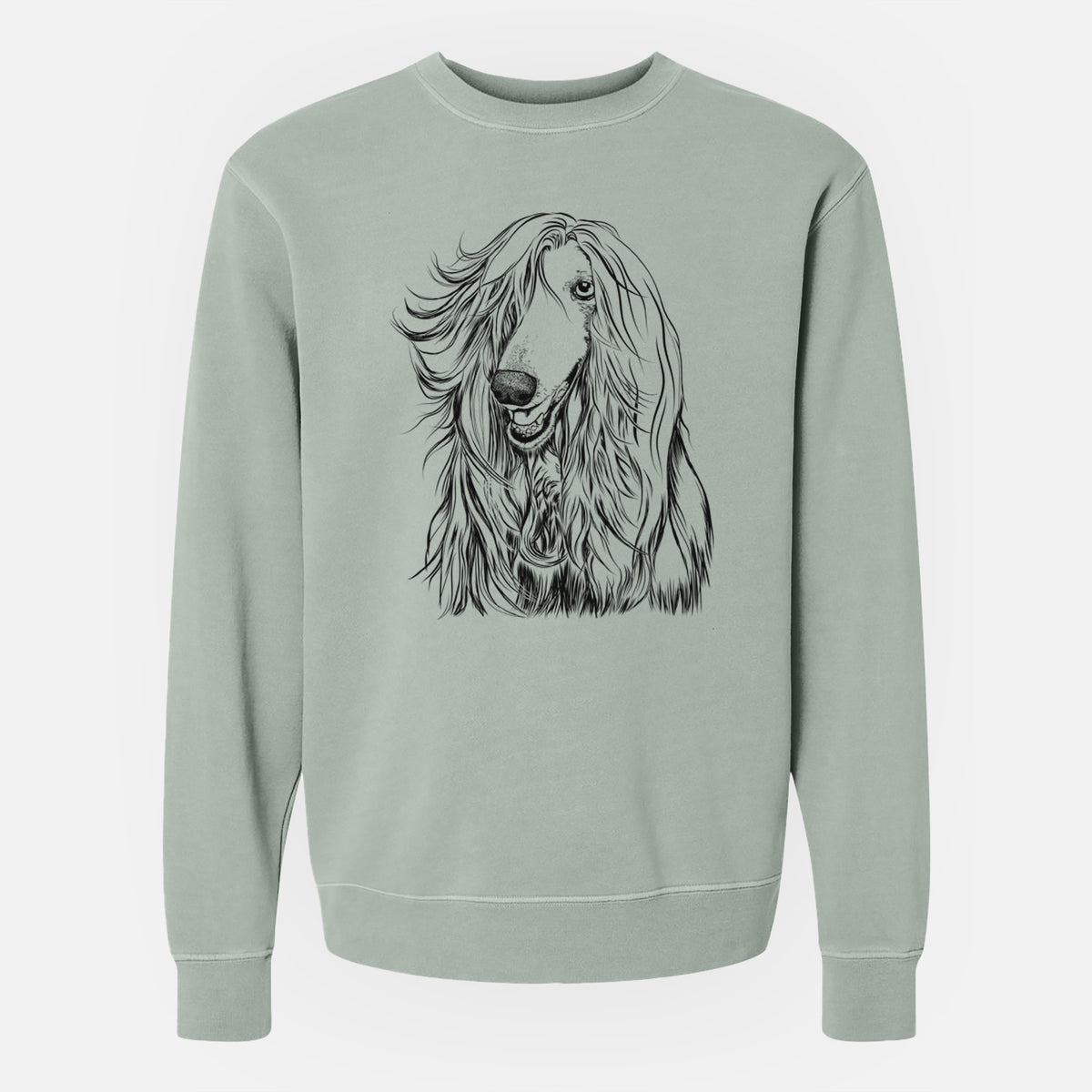 Bare Sterling the Afghan Hound - Unisex Pigment Dyed Crew Sweatshirt