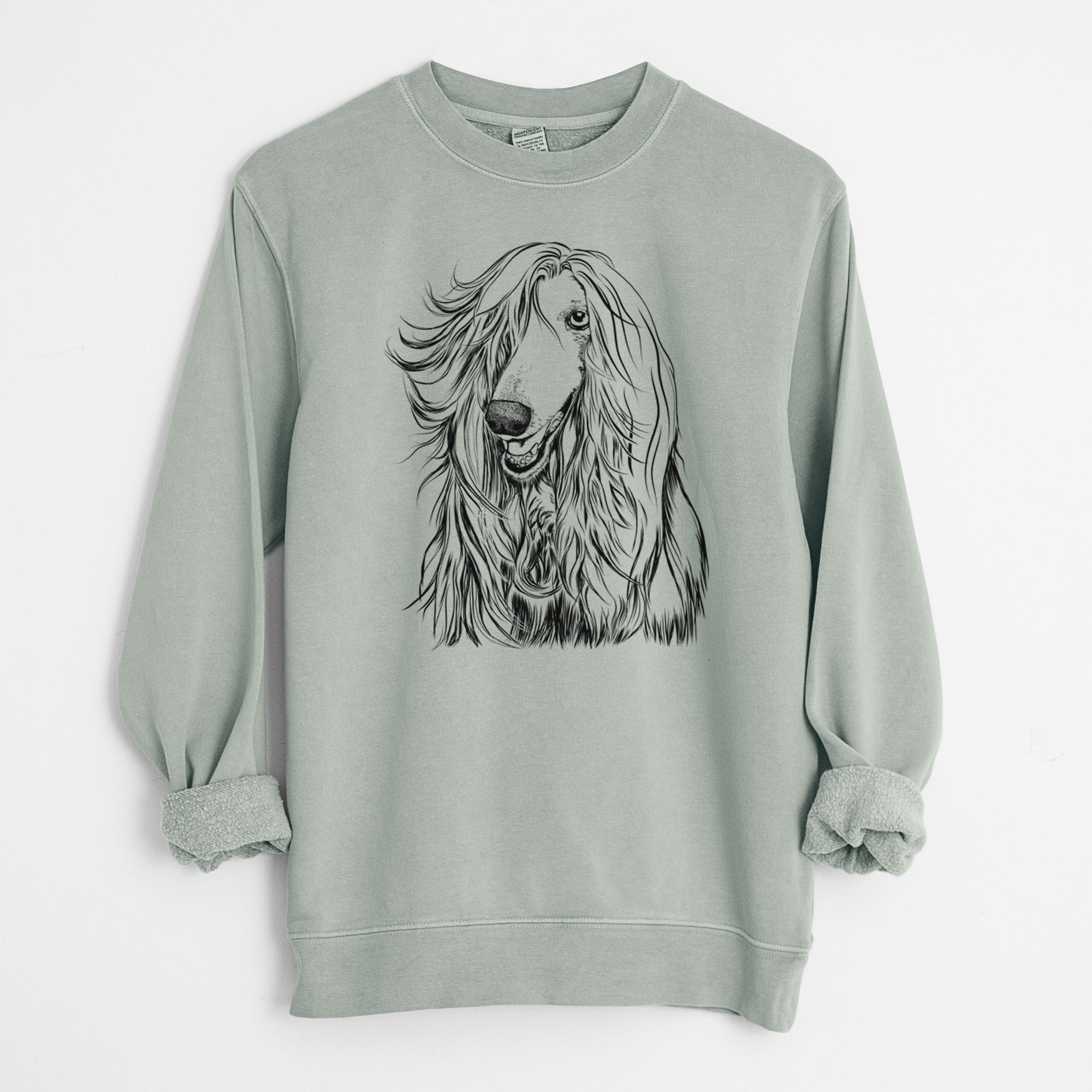 Bare Sterling the Afghan Hound - Unisex Pigment Dyed Crew Sweatshirt