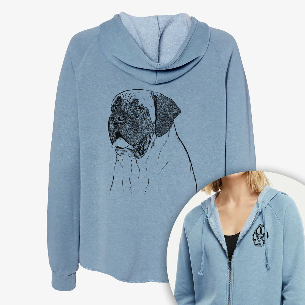 Sterling the English Mastiff - Women&#39;s Cali Wave Zip-Up Sweatshirt