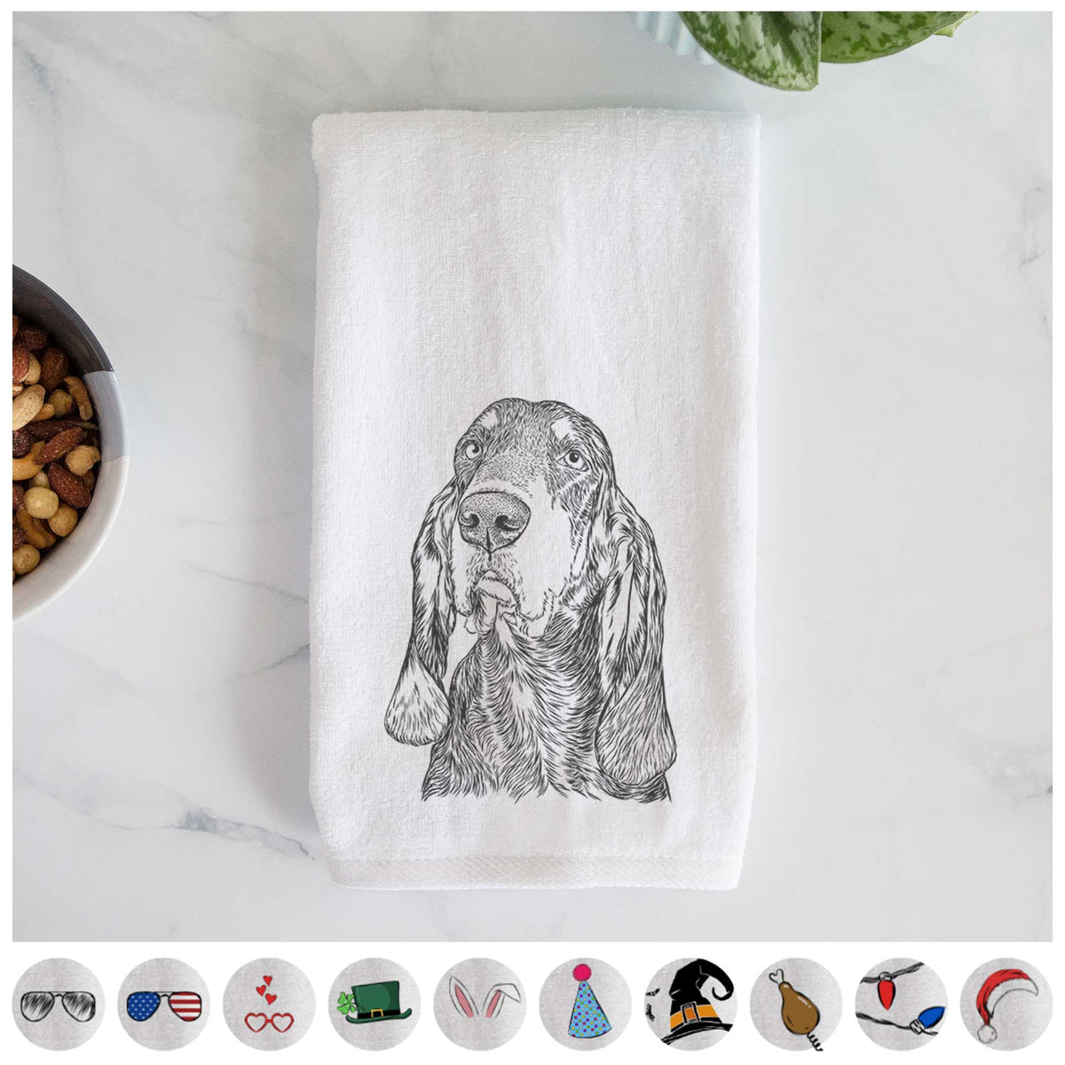 Stu the Black and Tan Coonhound Decorative Hand Towel