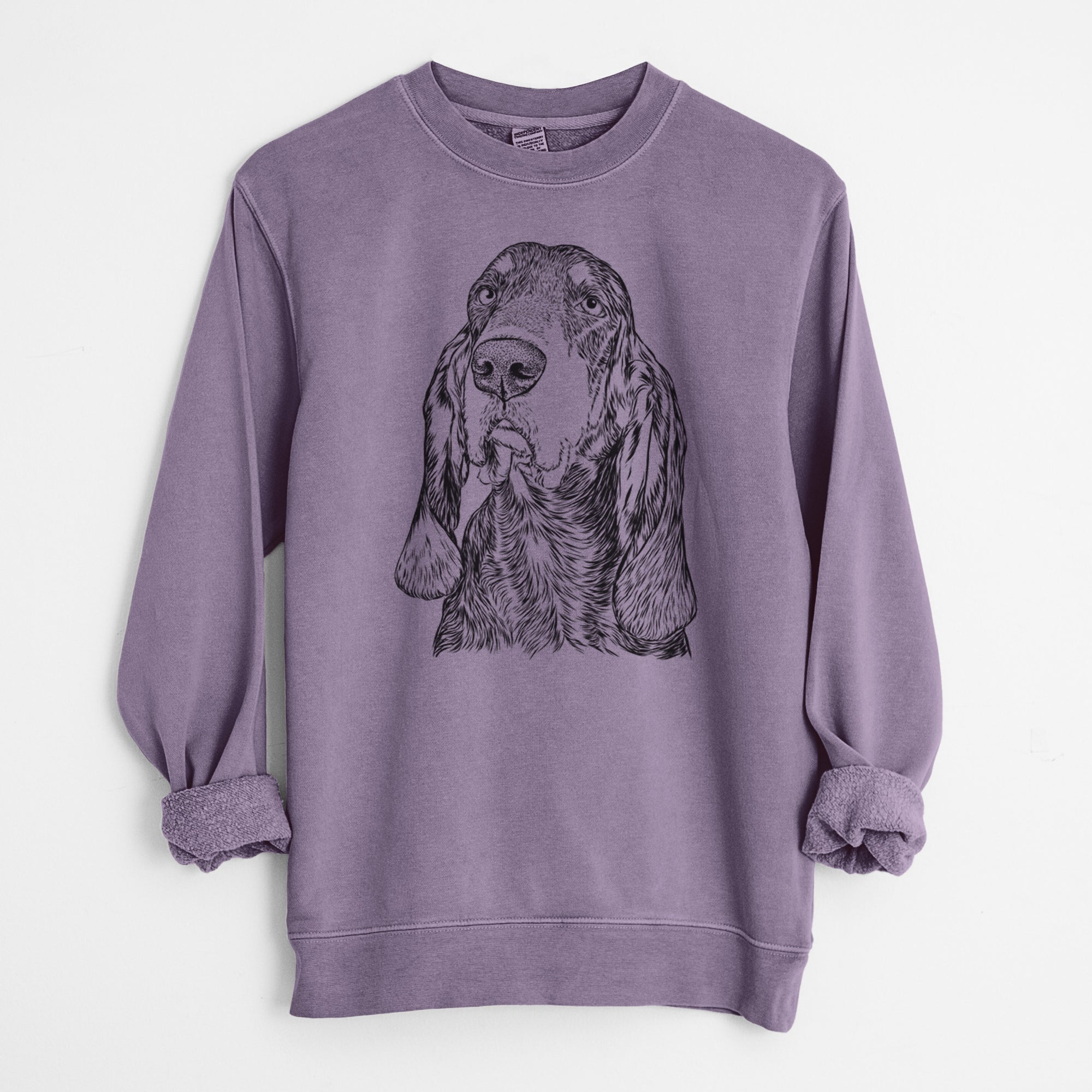 Bare Stu the Black and Tan Coonhound - Unisex Pigment Dyed Crew Sweatshirt