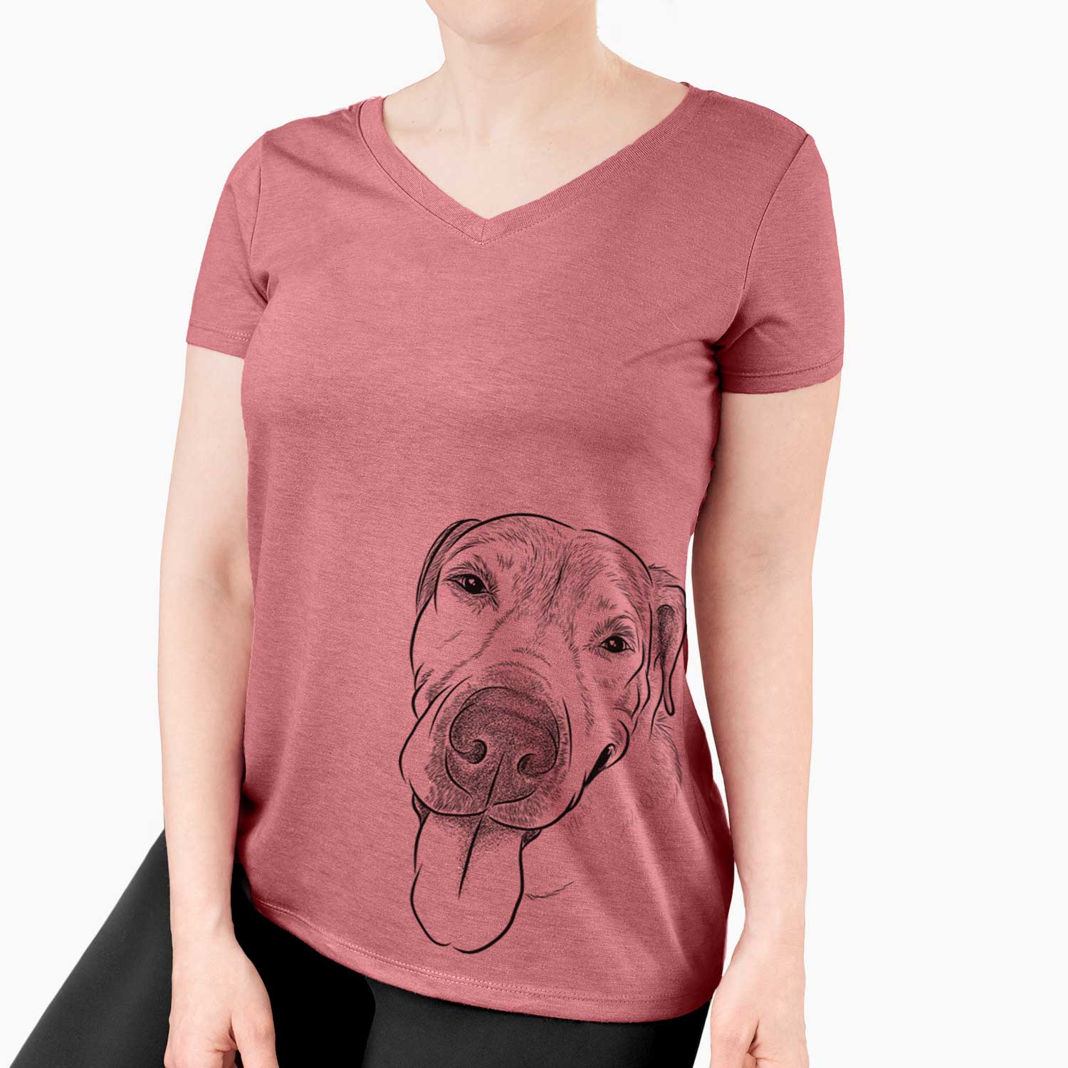 Bare Sugar the Staffordshire Terrier Mix - Women's V-neck Shirt