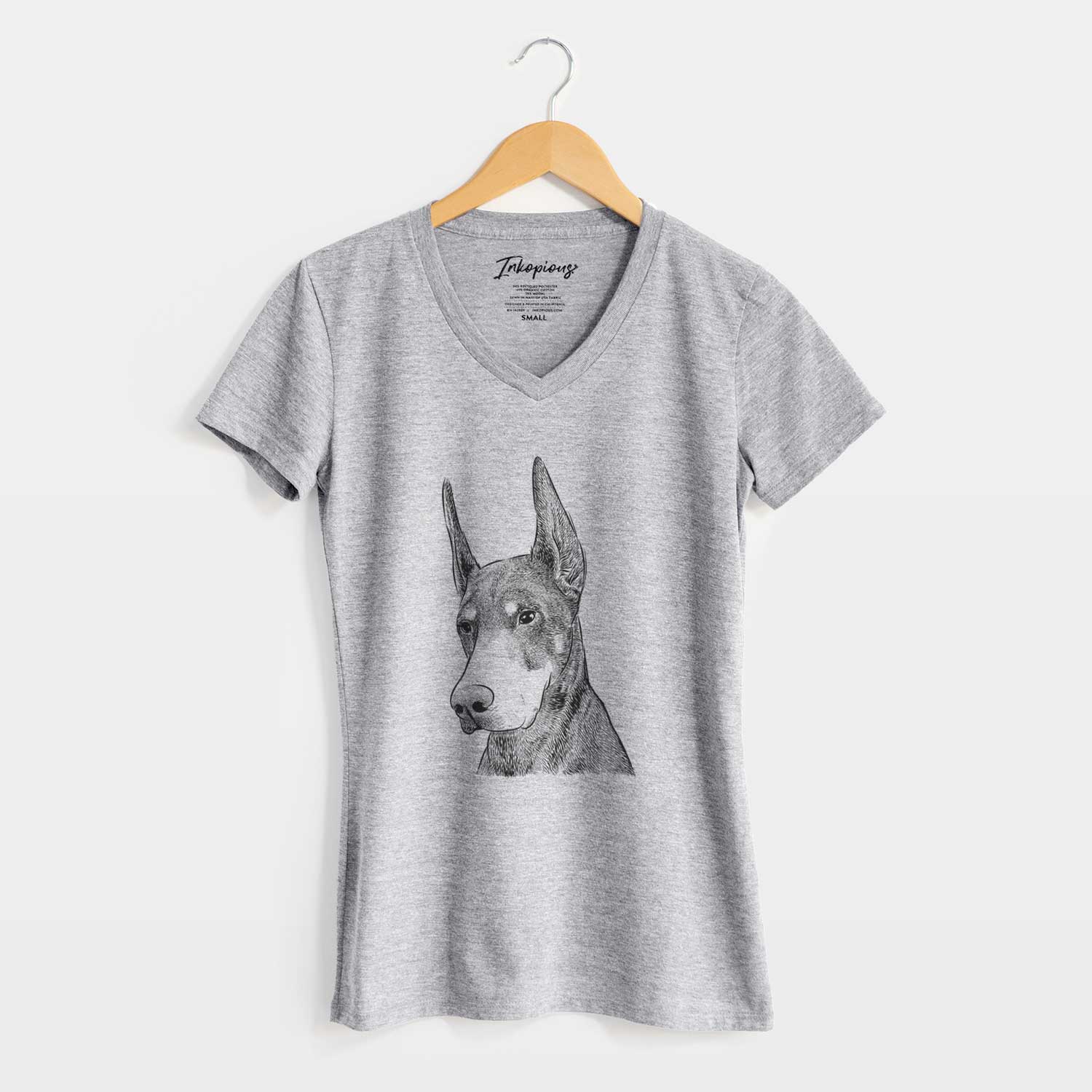 Bare Sunny the Doberman Pinscher - Women's V-neck Shirt