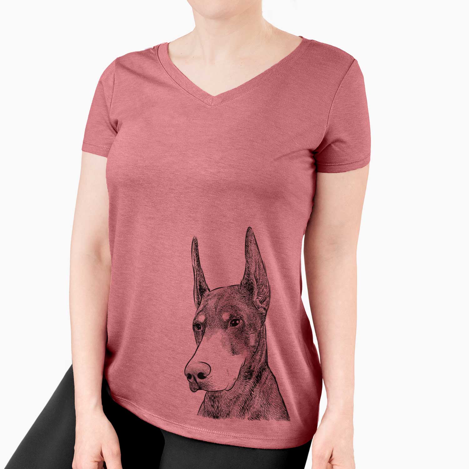 Bare Sunny the Doberman Pinscher - Women's V-neck Shirt