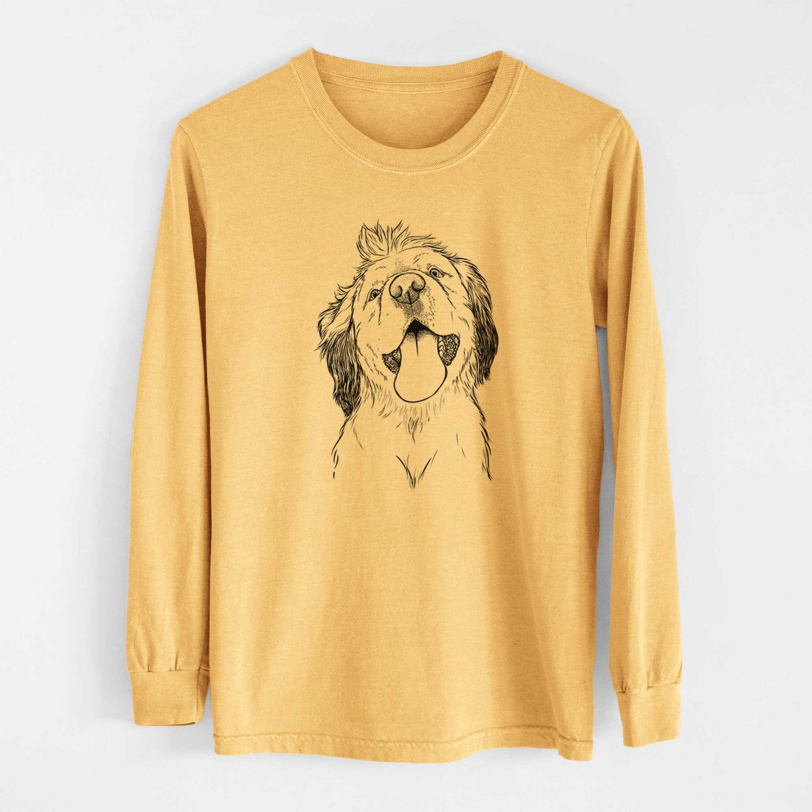 Bare Sven the Double Merle Spaniel Aussie Mix - Heavyweight 100% Cotton Long Sleeve