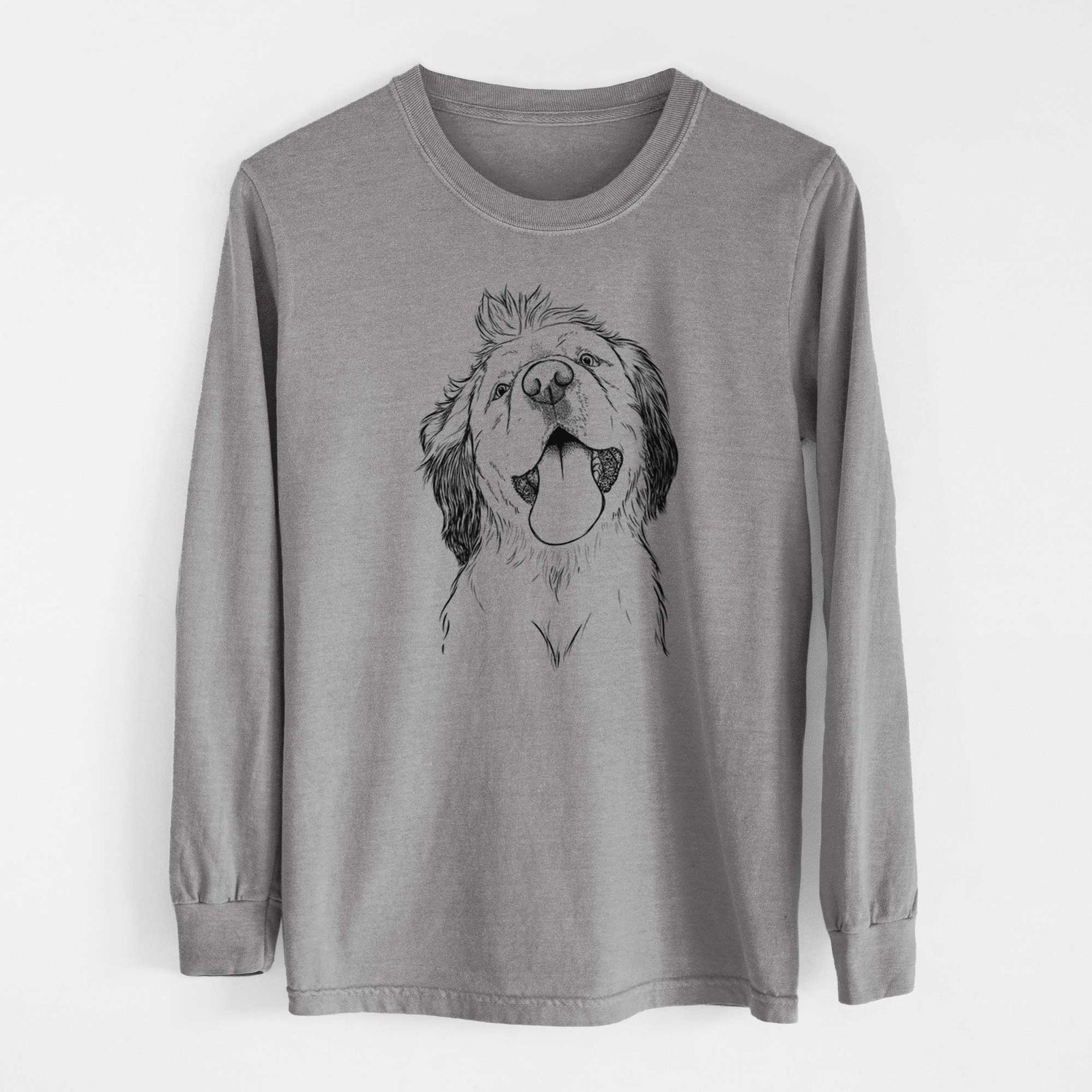 Bare Sven the Double Merle Spaniel Aussie Mix - Heavyweight 100% Cotton Long Sleeve