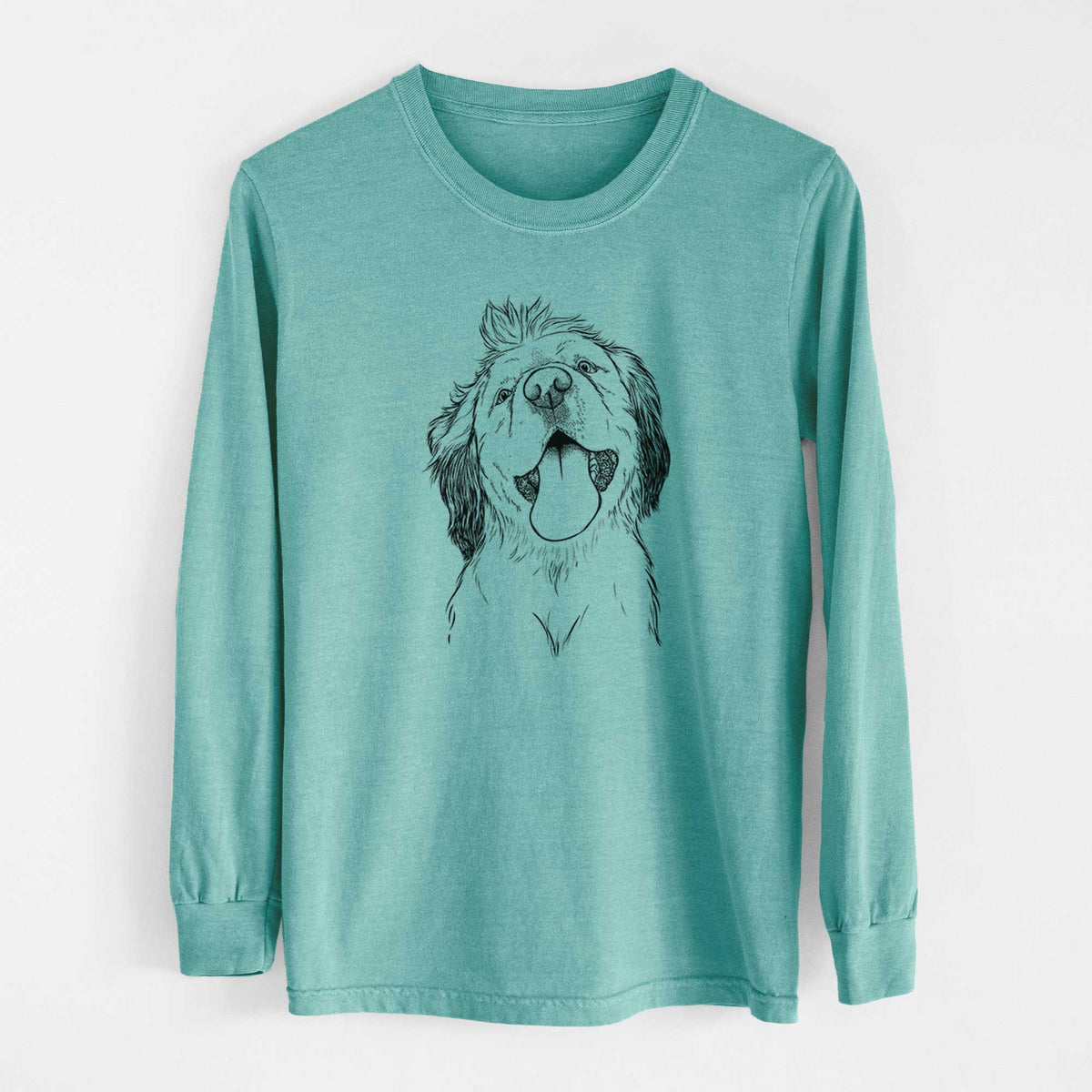 Bare Sven the Double Merle Spaniel Aussie Mix - Heavyweight 100% Cotton Long Sleeve