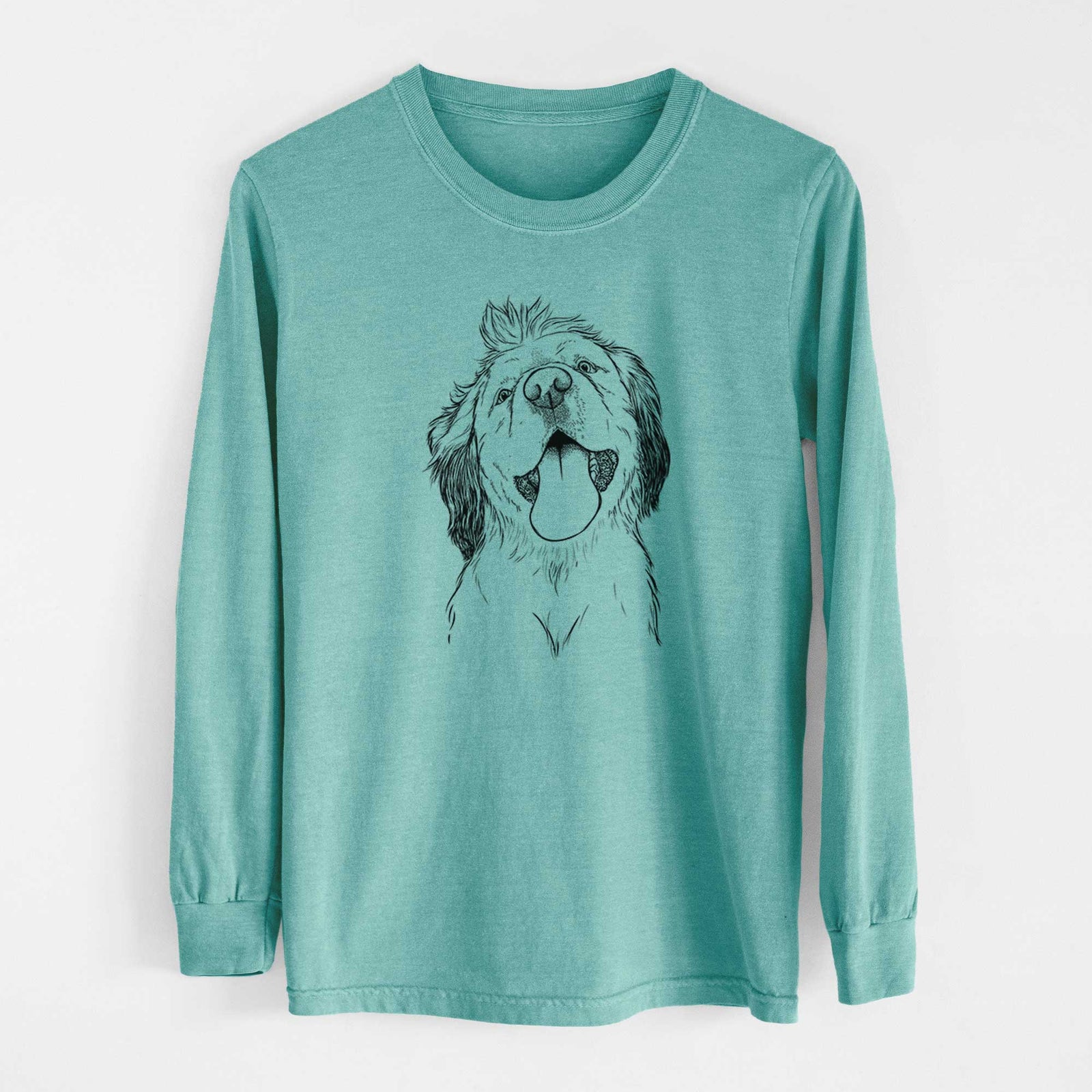 Bare Sven the Double Merle Spaniel Aussie Mix - Heavyweight 100% Cotton Long Sleeve