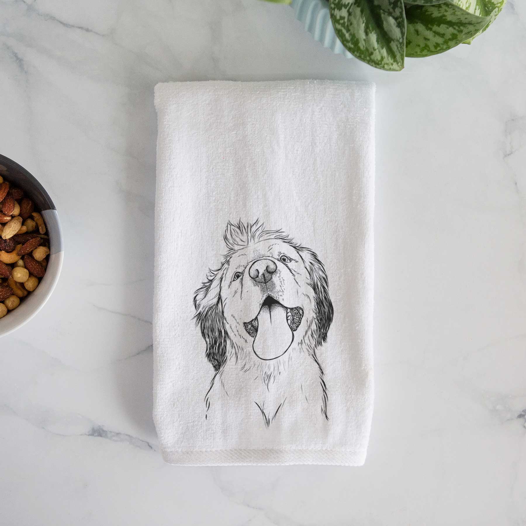 Sven the Double Merle Spaniel Aussie Mix Decorative Hand Towel