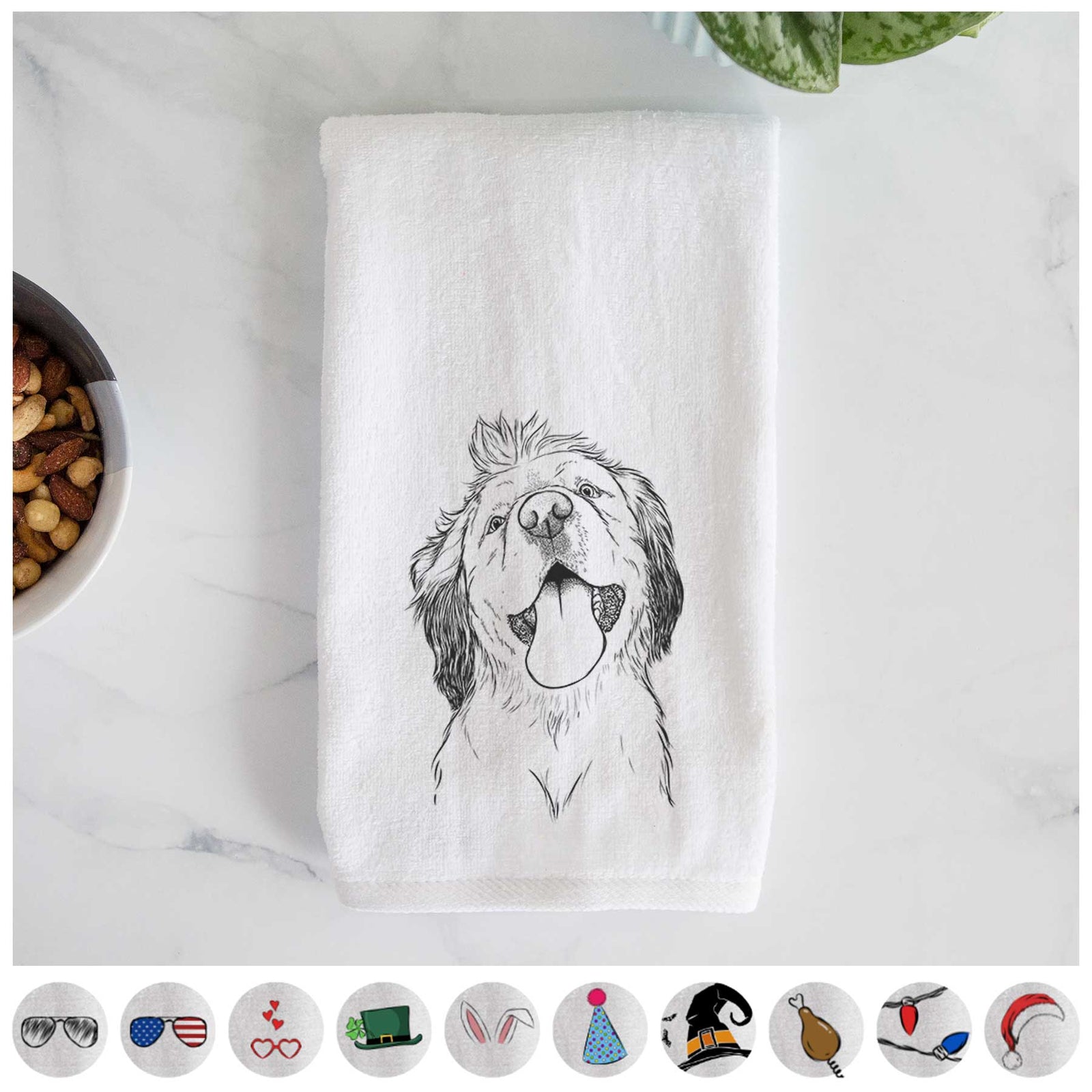 Sven the Double Merle Spaniel Aussie Mix Decorative Hand Towel