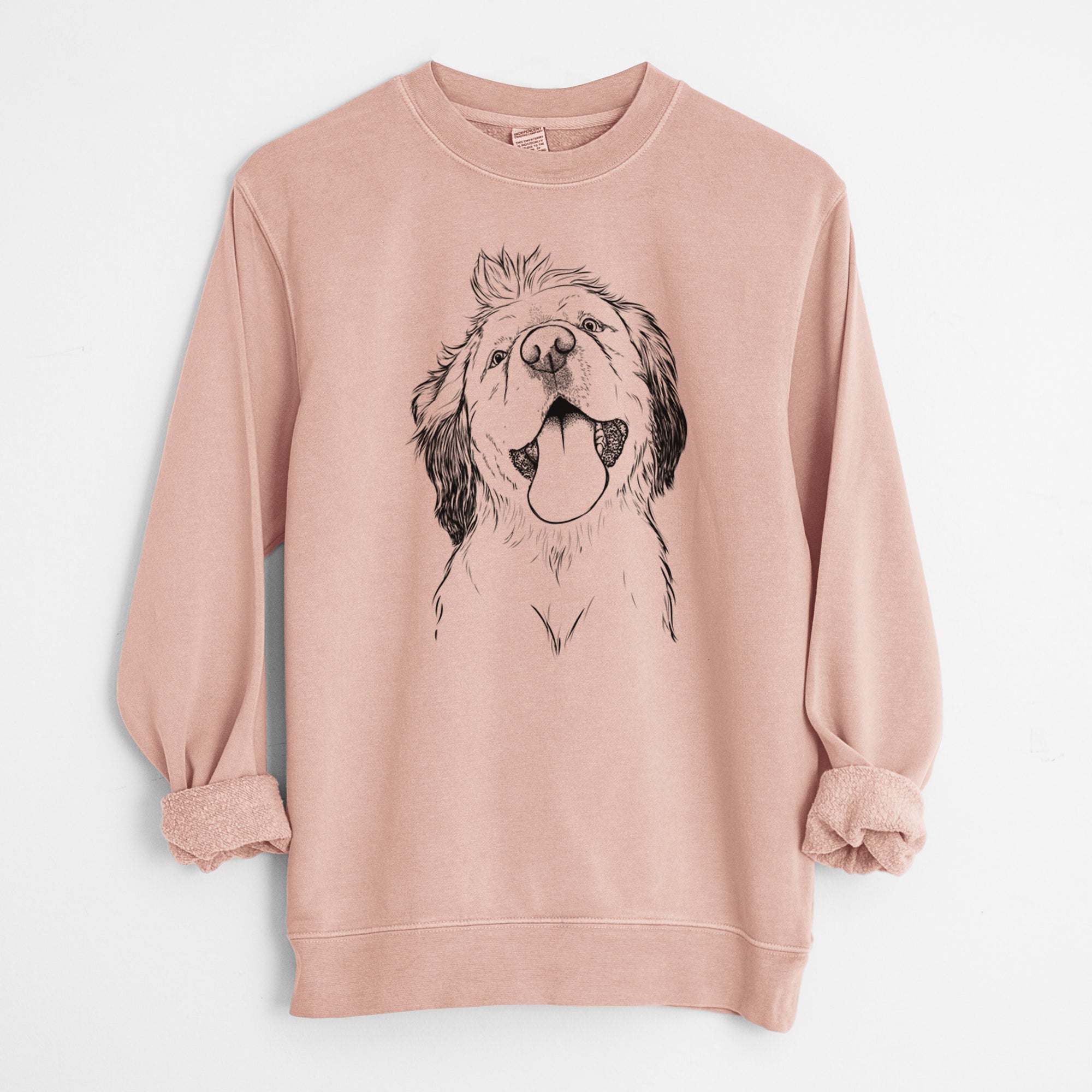 Bare Sven the Double Merle Spaniel Aussie Mix - Unisex Pigment Dyed Crew Sweatshirt