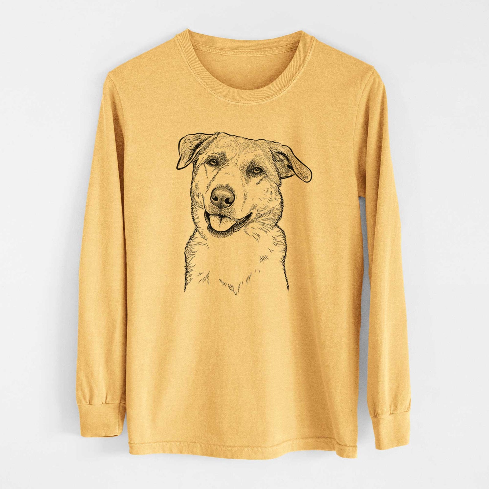 Bare Sydney the Great Pyrenees Australian Shepherd Mix - Heavyweight 100% Cotton Long Sleeve