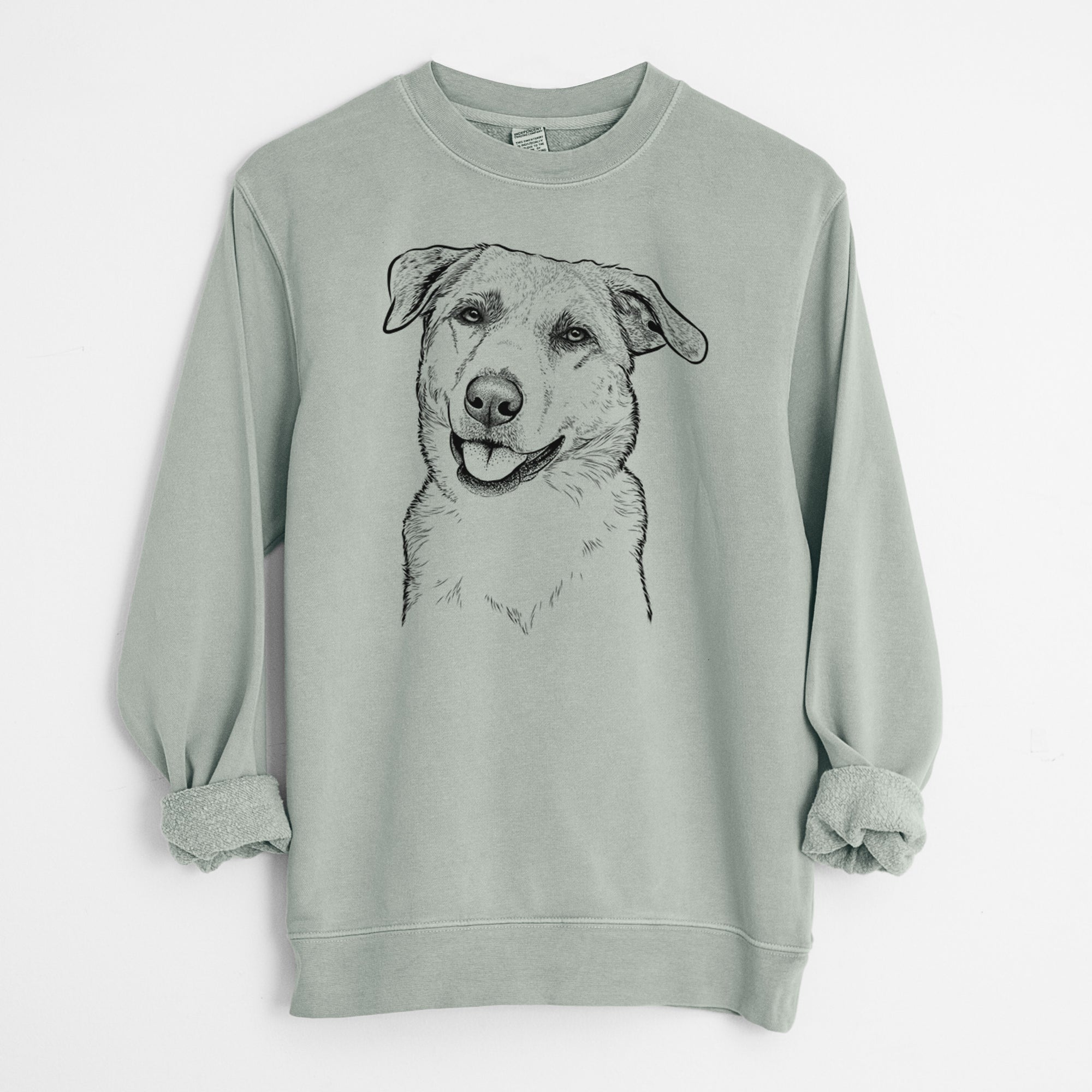 Bare Sydney the Great Pyrenees Australian Shepherd Mix - Unisex Pigment Dyed Crew Sweatshirt