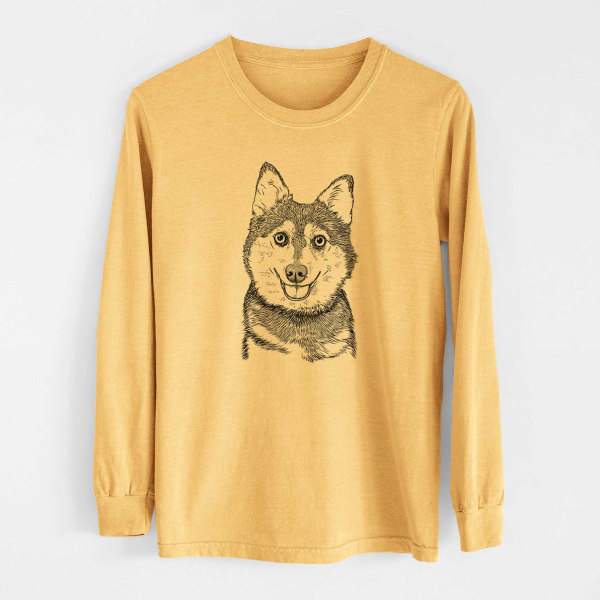 Bare Tellie the Alaskan Klee Kai - Heavyweight 100% Cotton Long Sleeve