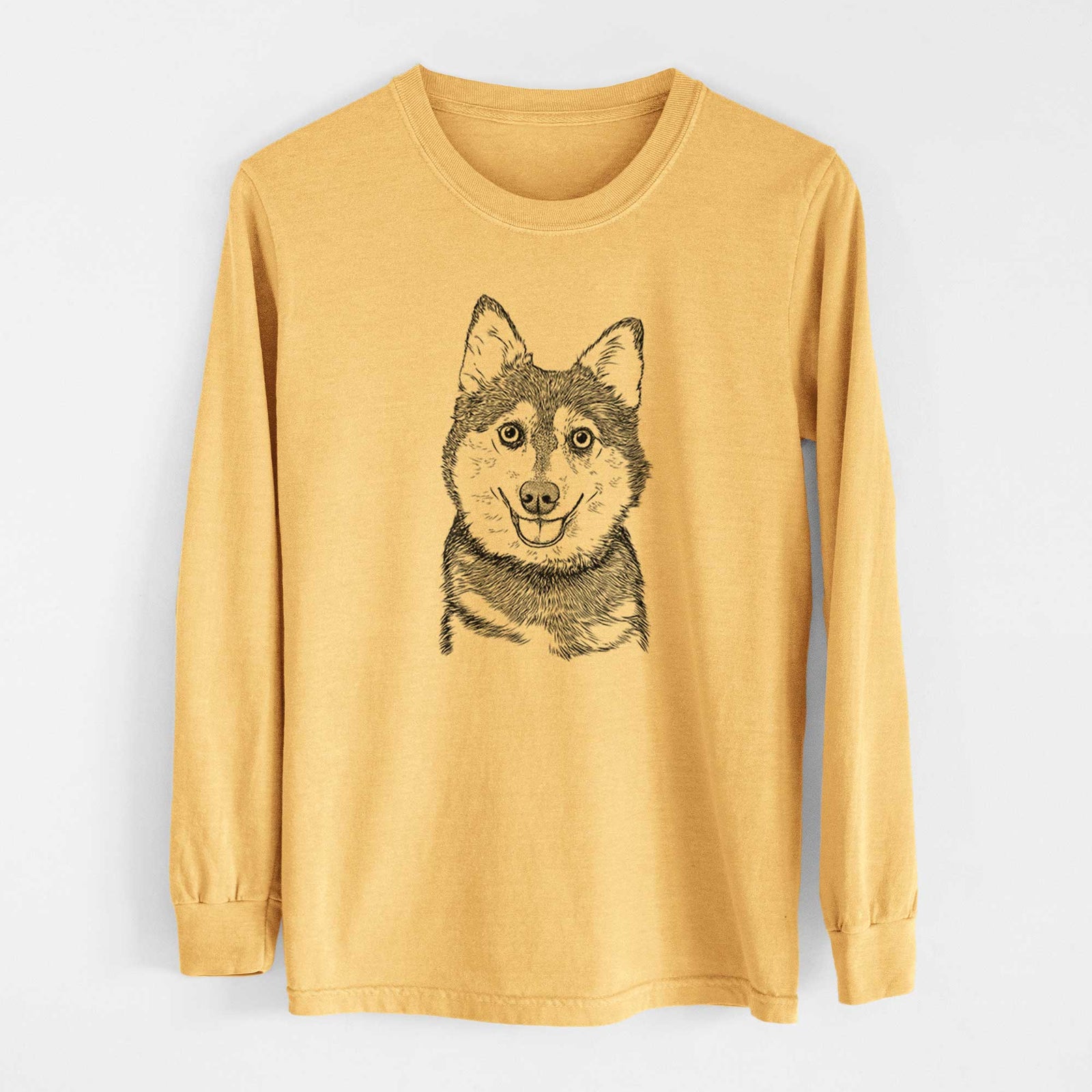 Bare Tellie the Alaskan Klee Kai - Heavyweight 100% Cotton Long Sleeve