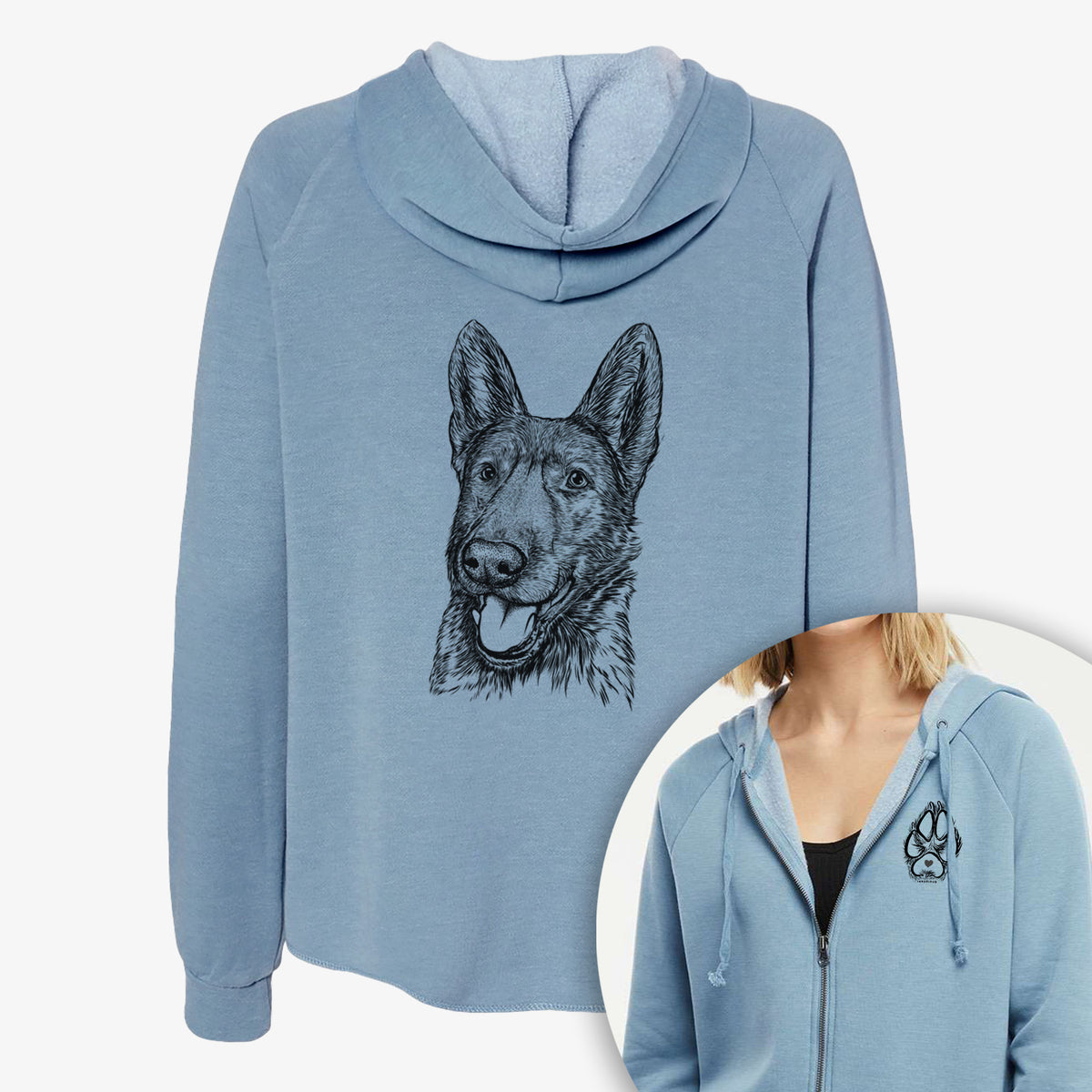 Tena the German Shepherd - Women&#39;s Cali Wave Zip-Up Sweatshirt