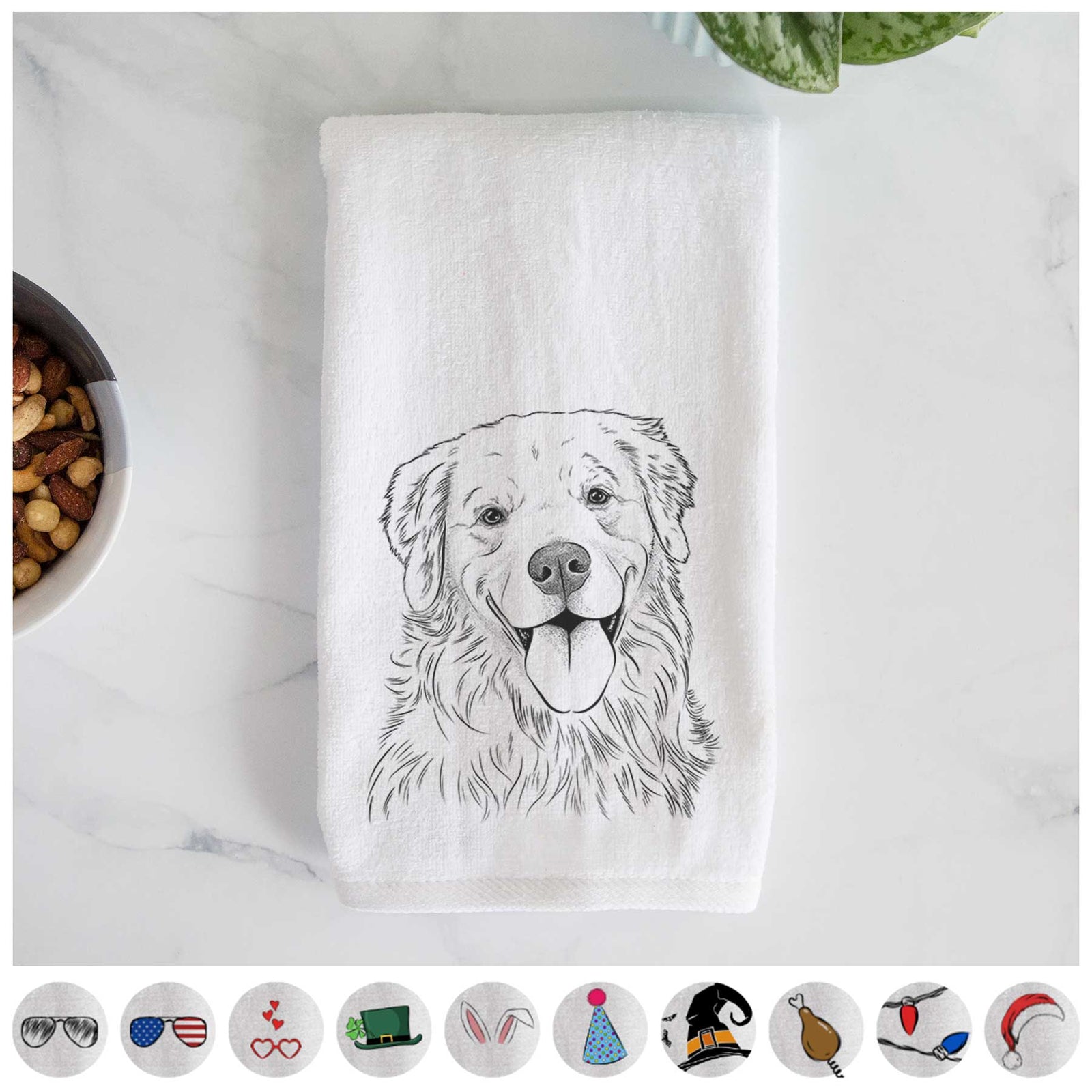 Ticket the Golden Retriever Decorative Hand Towel