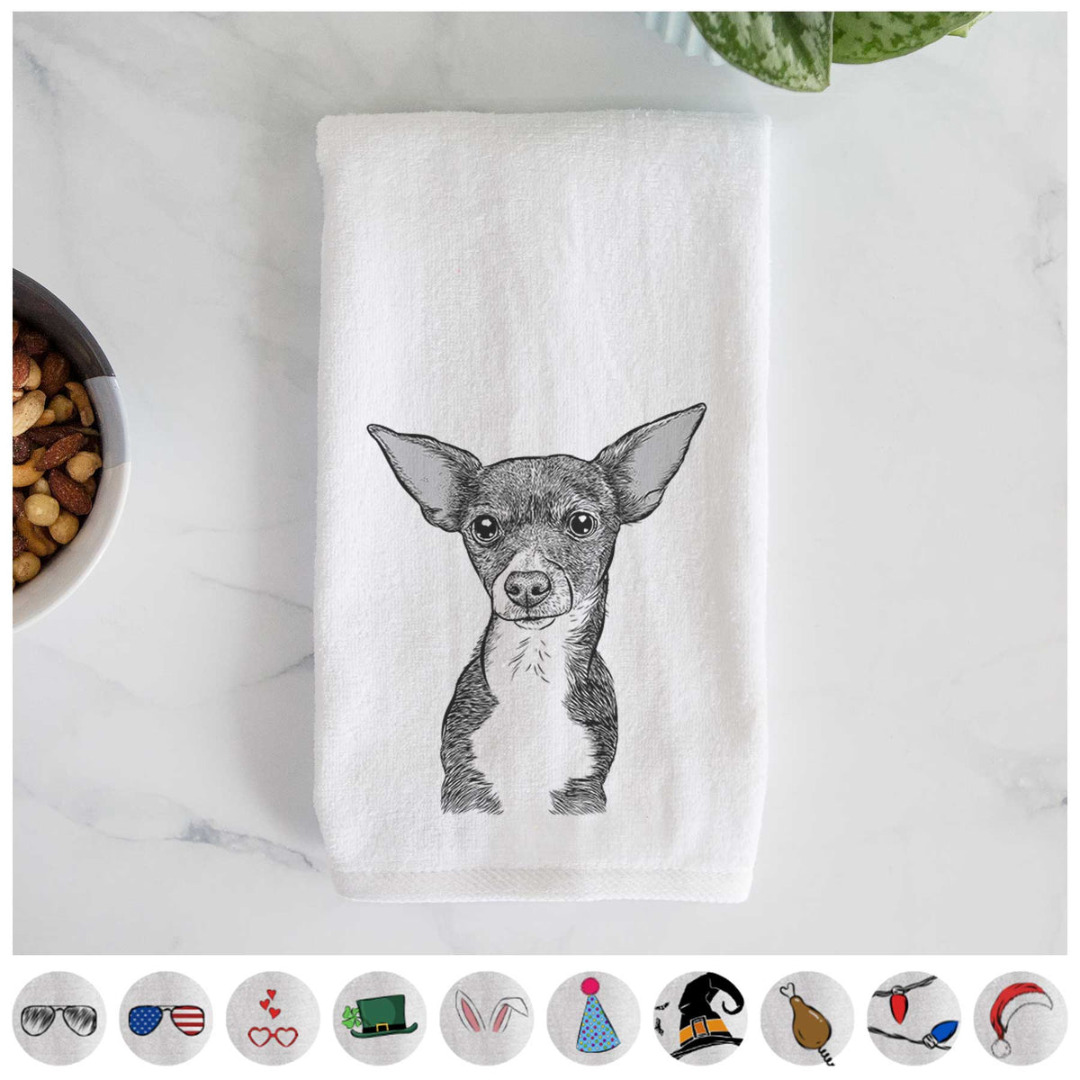 Tiny Archie the Mixed Breed Decorative Hand Towel