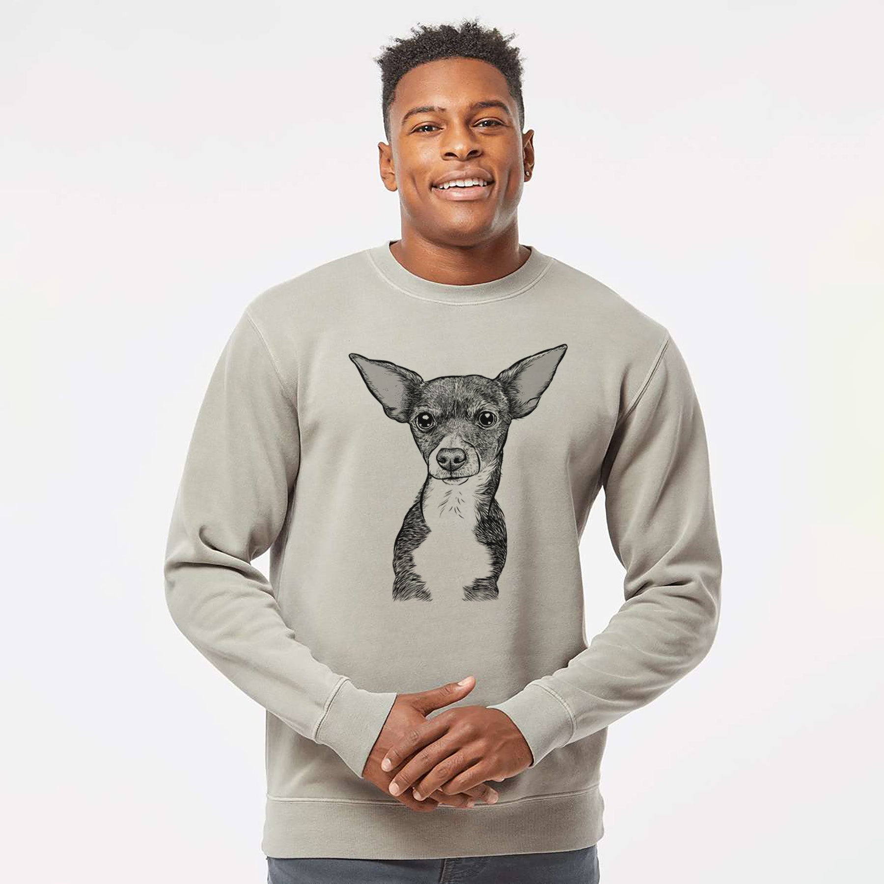 Bare Tiny Archie the Mixed Breed - Unisex Pigment Dyed Crew Sweatshirt