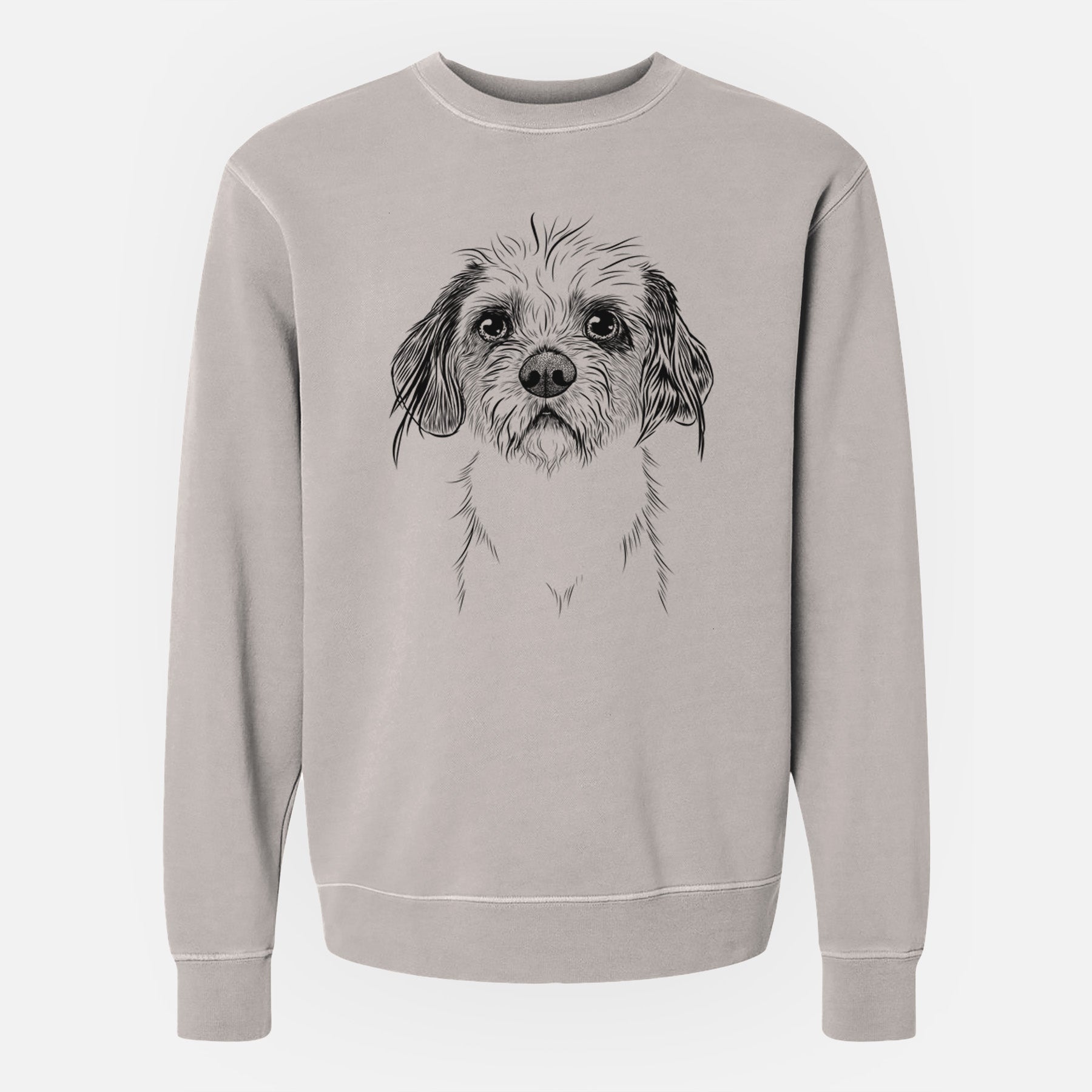 Bare Tiny Tucker the Mixed Breed - Unisex Pigment Dyed Crew Sweatshirt