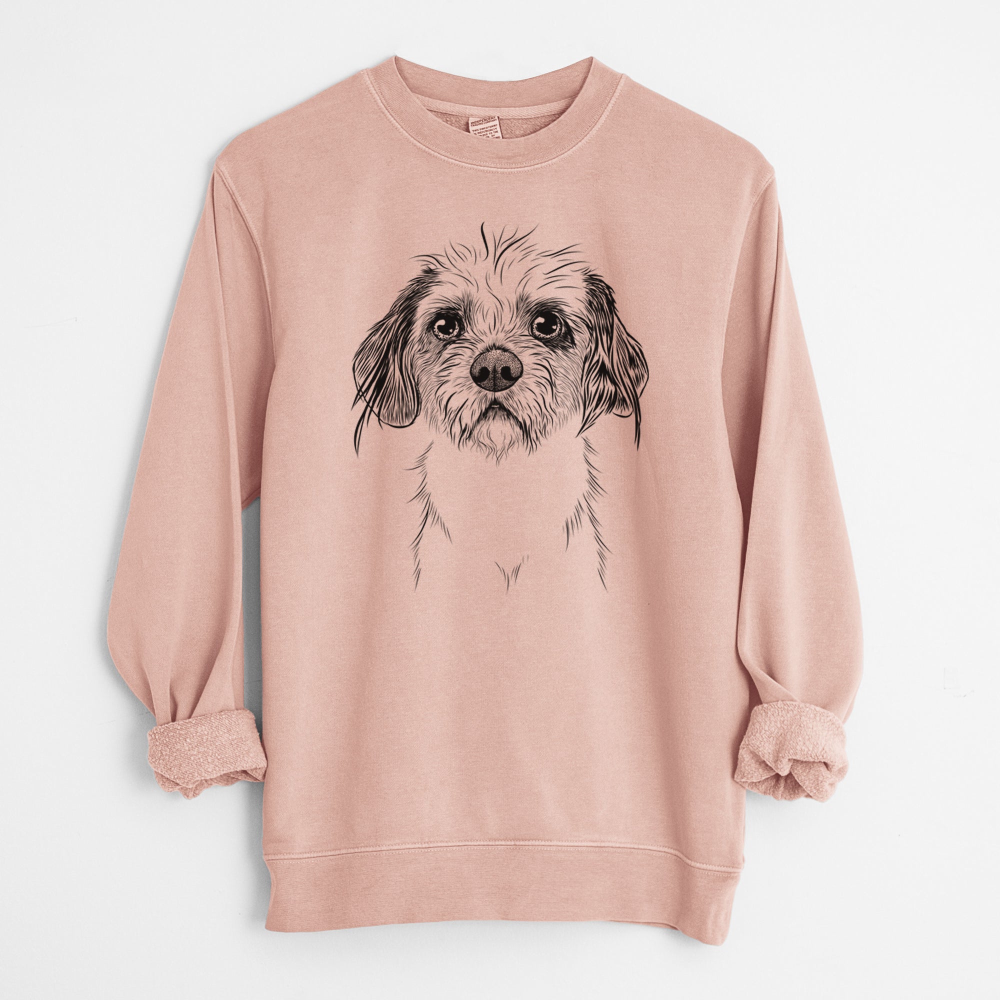 Bare Tiny Tucker the Mixed Breed - Unisex Pigment Dyed Crew Sweatshirt