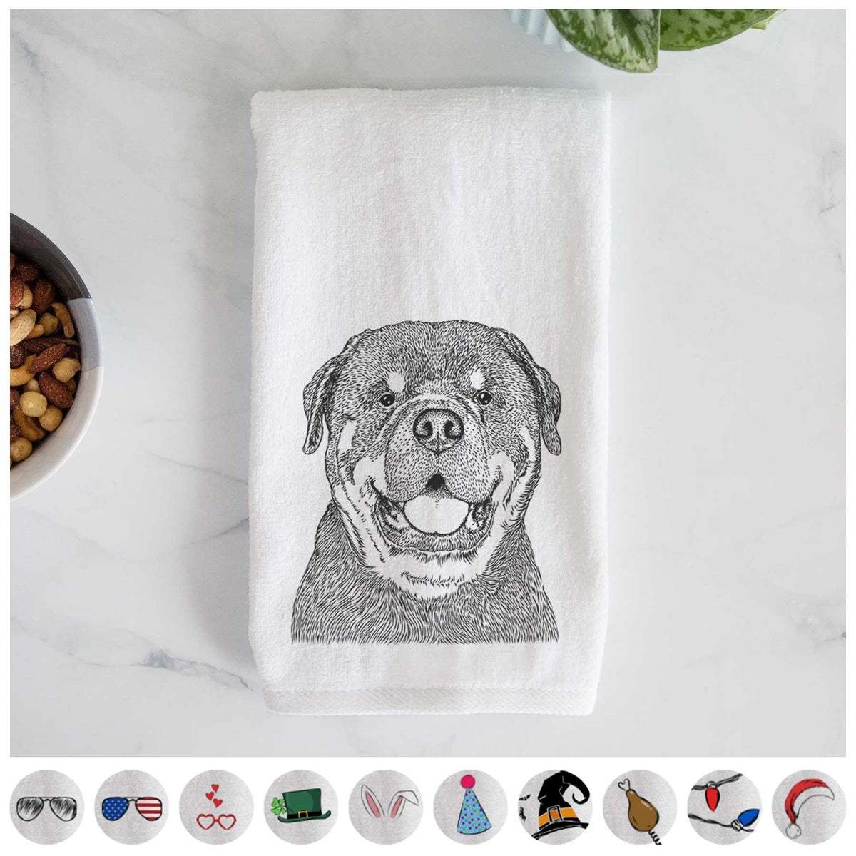 Titan the Rottweiler Decorative Hand Towel