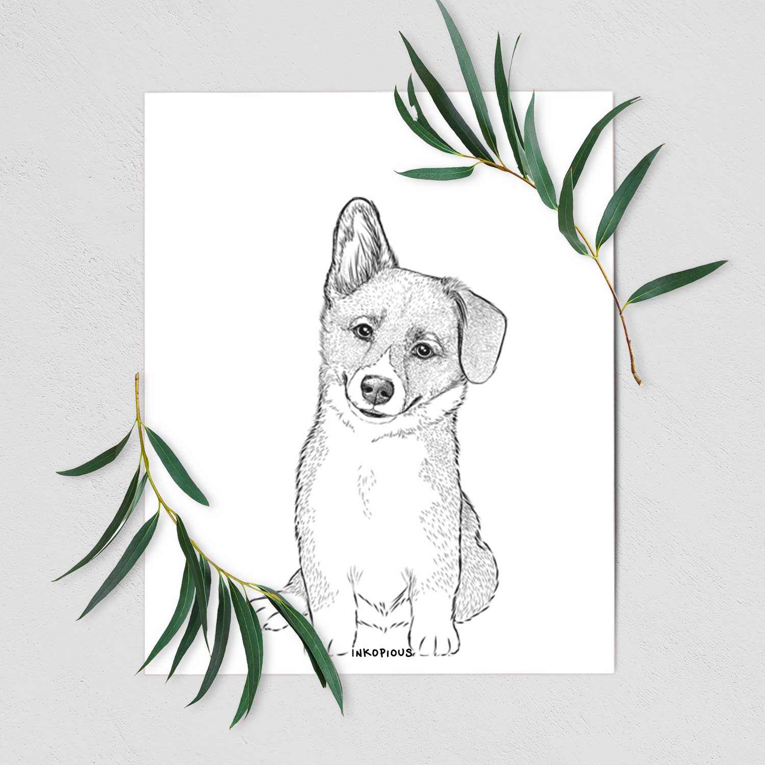 Toby the Corgi Puppy Art Print