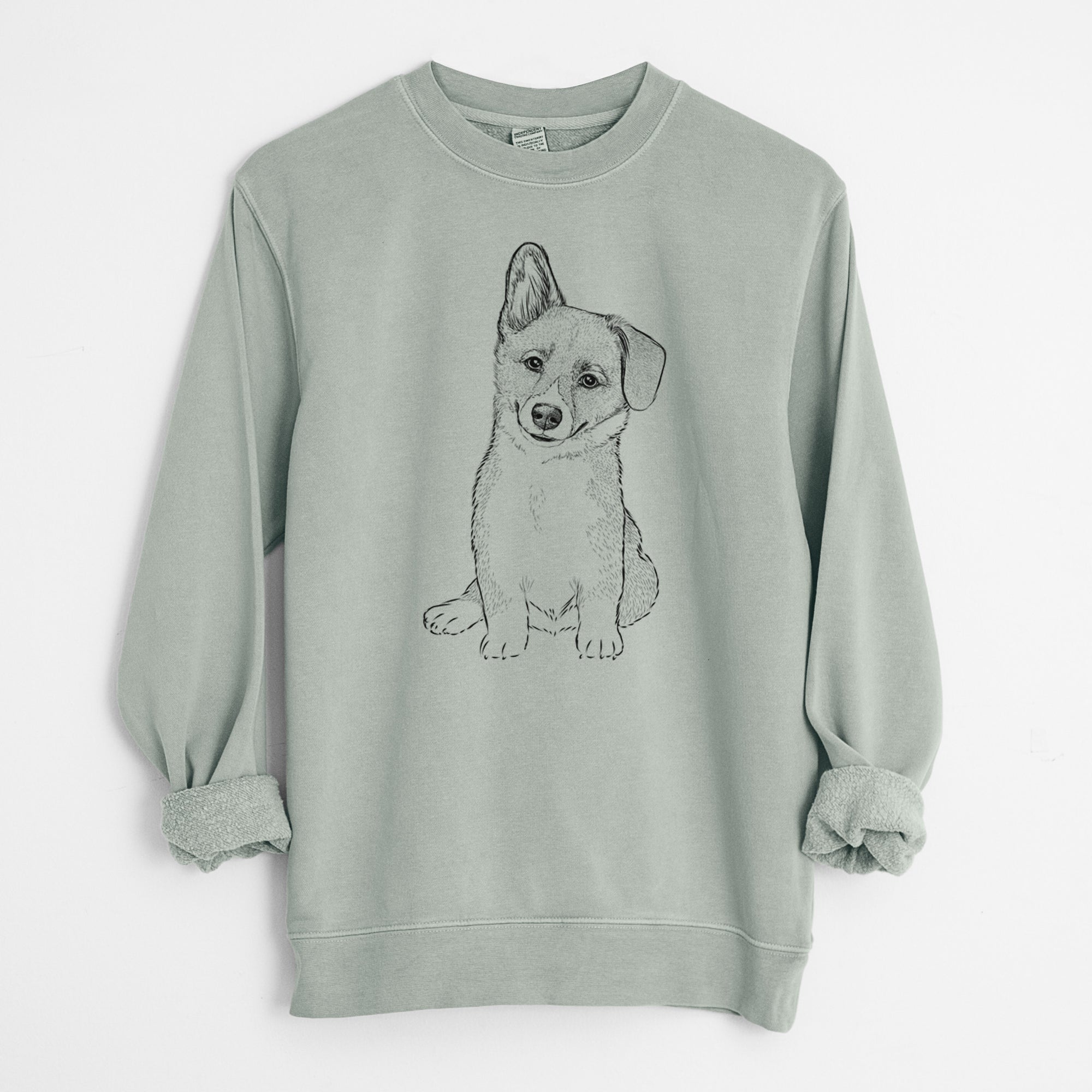 Bare Toby the Corgi Puppy - Unisex Pigment Dyed Crew Sweatshirt