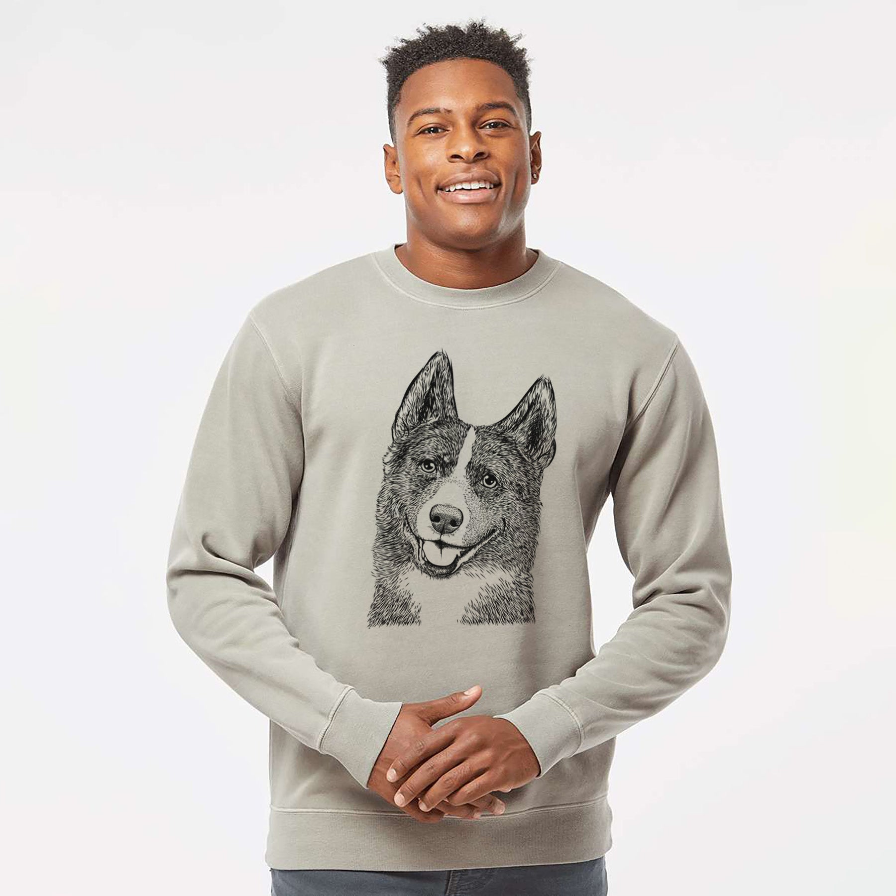 Bare Tosca the Karelian Bear Dog - Unisex Pigment Dyed Crew Sweatshirt