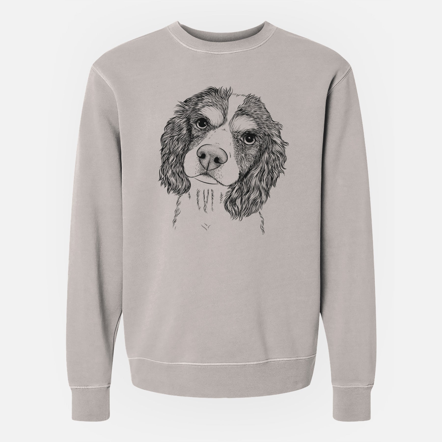 Bare Truman the Cavalier King Charles Spaniel - Unisex Pigment Dyed Crew Sweatshirt