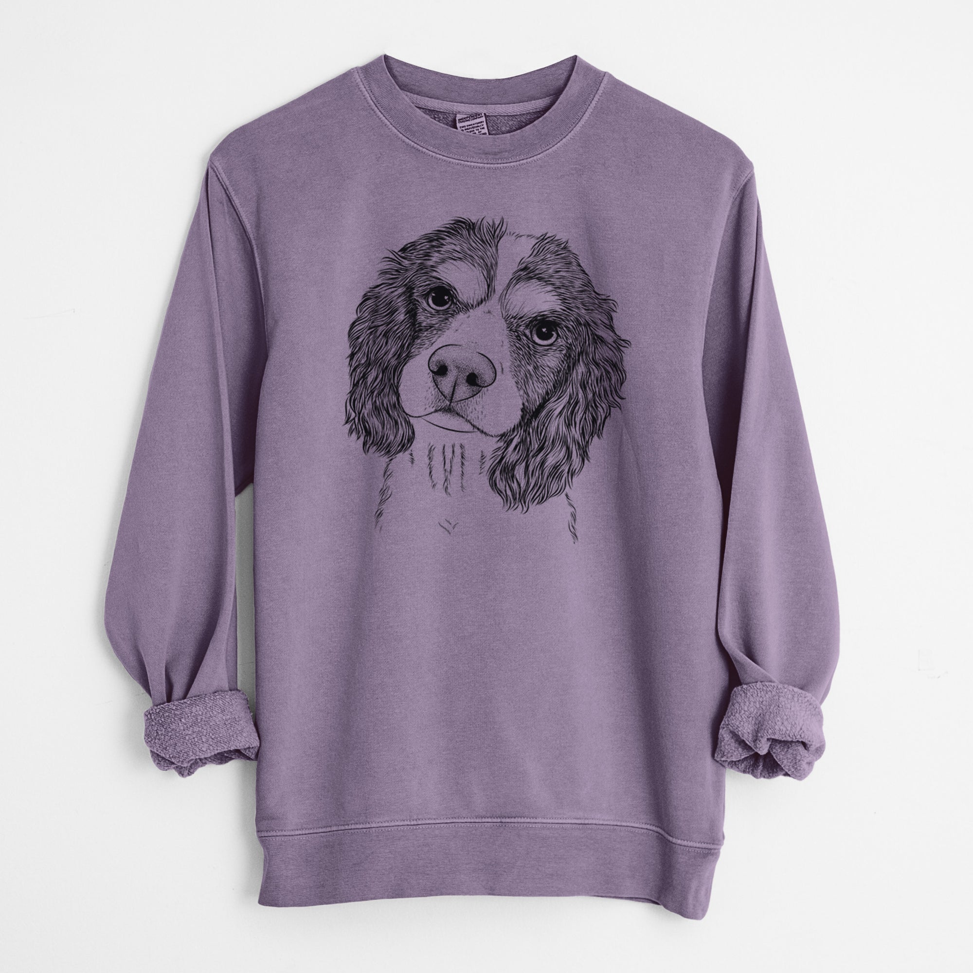 Bare Truman the Cavalier King Charles Spaniel - Unisex Pigment Dyed Crew Sweatshirt