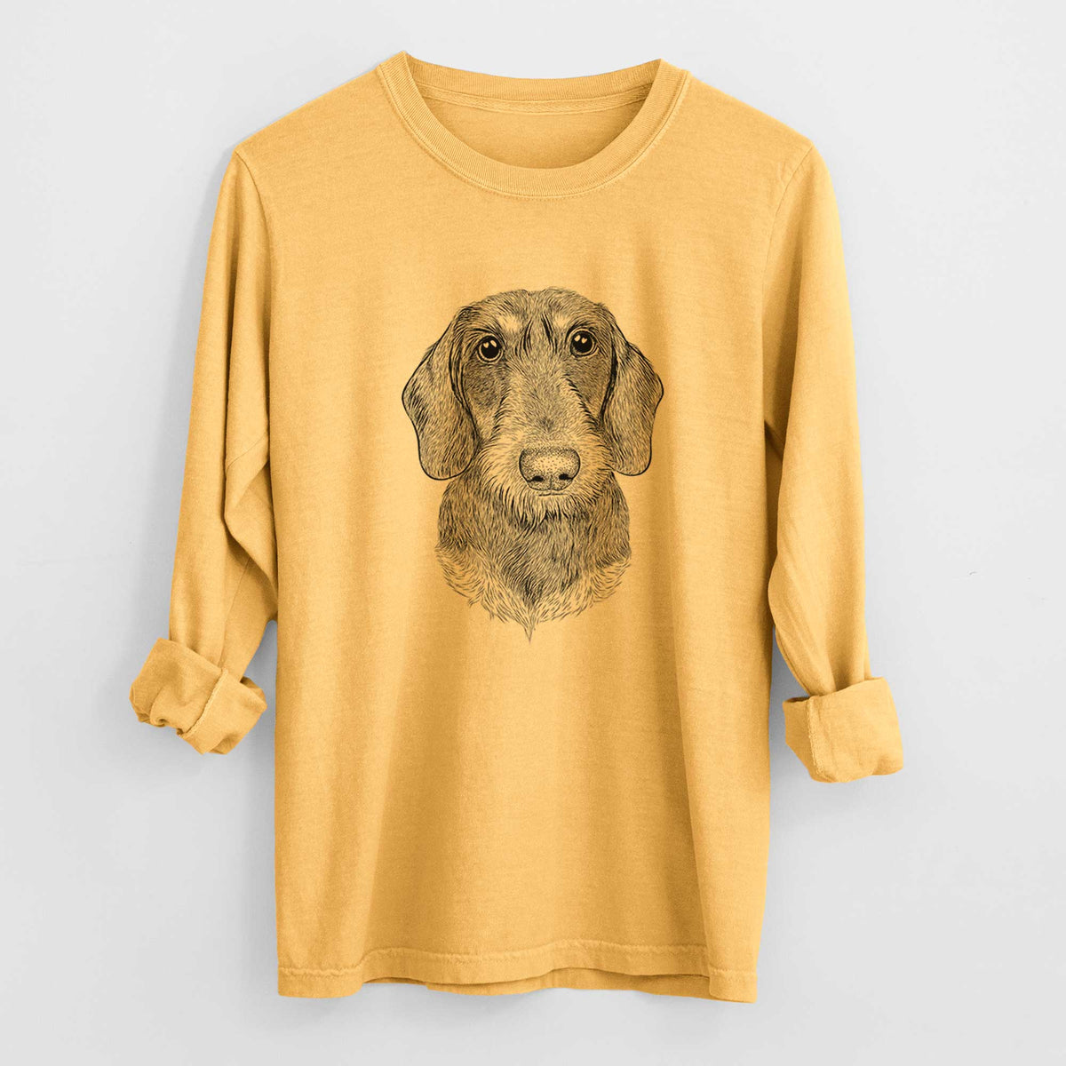 Bare Truman the Wirehaired Dachshund - Heavyweight 100% Cotton Long Sleeve