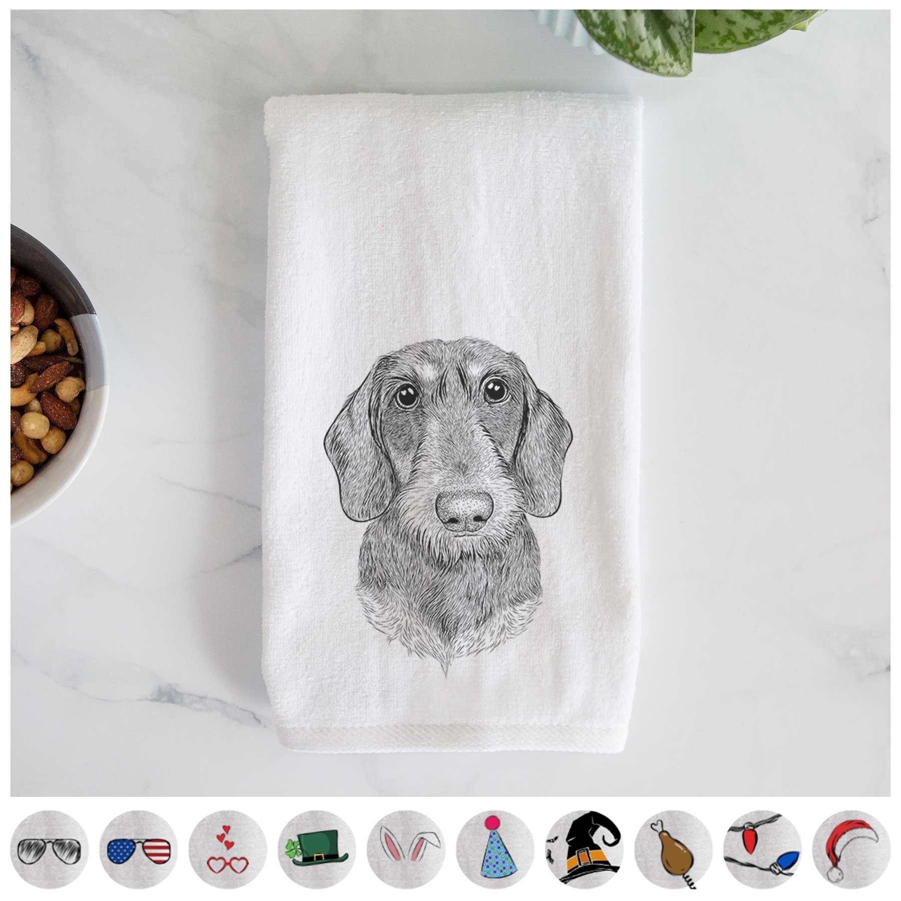 Truman the Wirehaired Dachshund Decorative Hand Towel