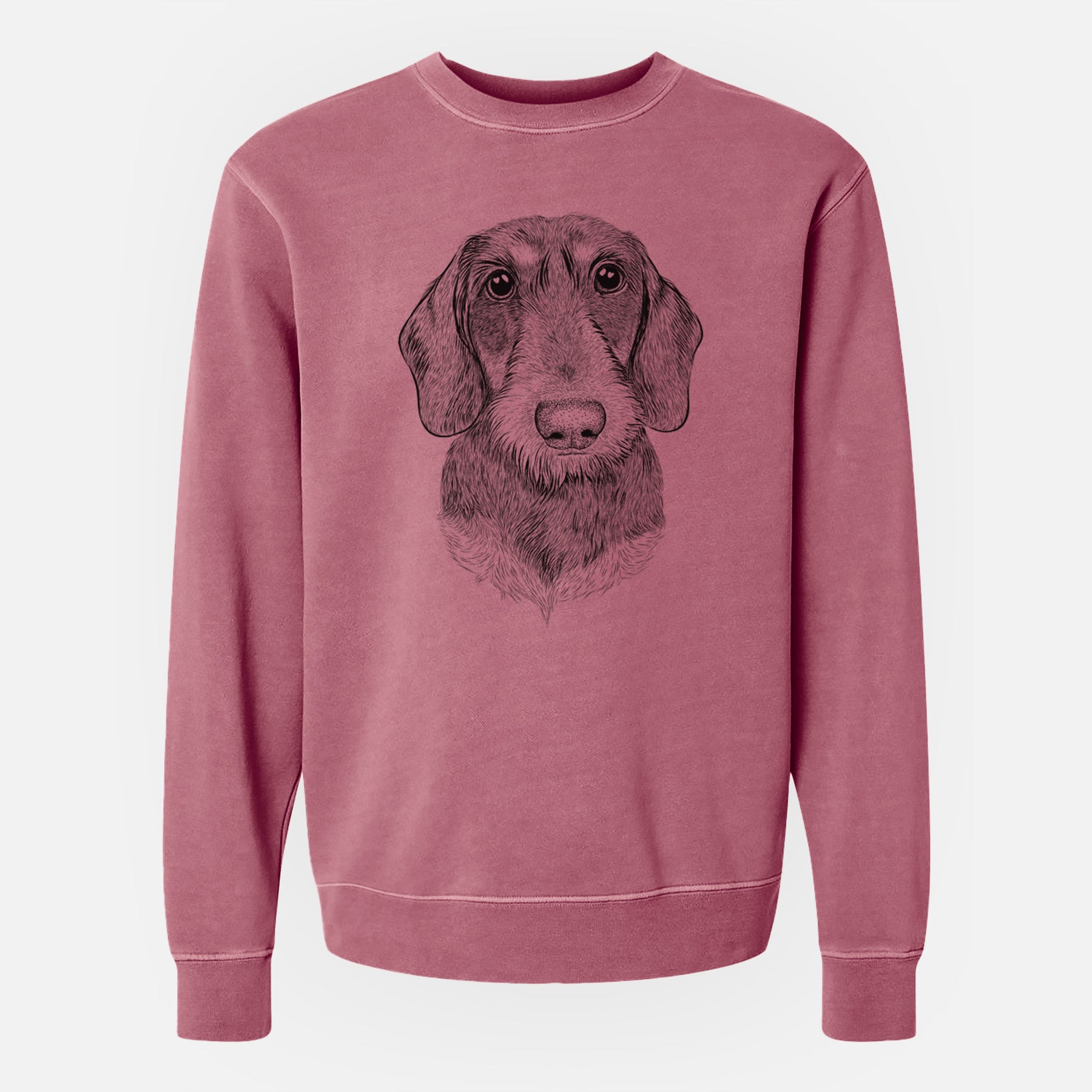 Bare Truman the Wirehaired Dachshund - Unisex Pigment Dyed Crew Sweatshirt