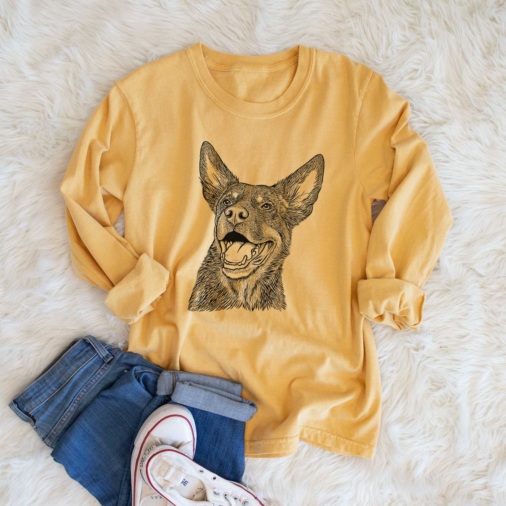 Bare Tucker the Australian Kelpie - Heavyweight 100% Cotton Long Sleeve