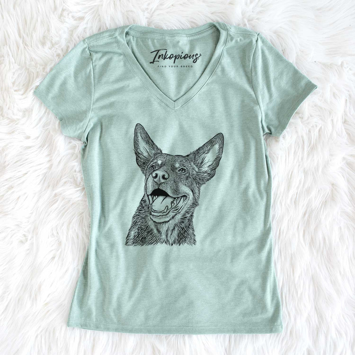 Bare Tucker the Australian Kelpie - Women&#39;s V-neck Shirt