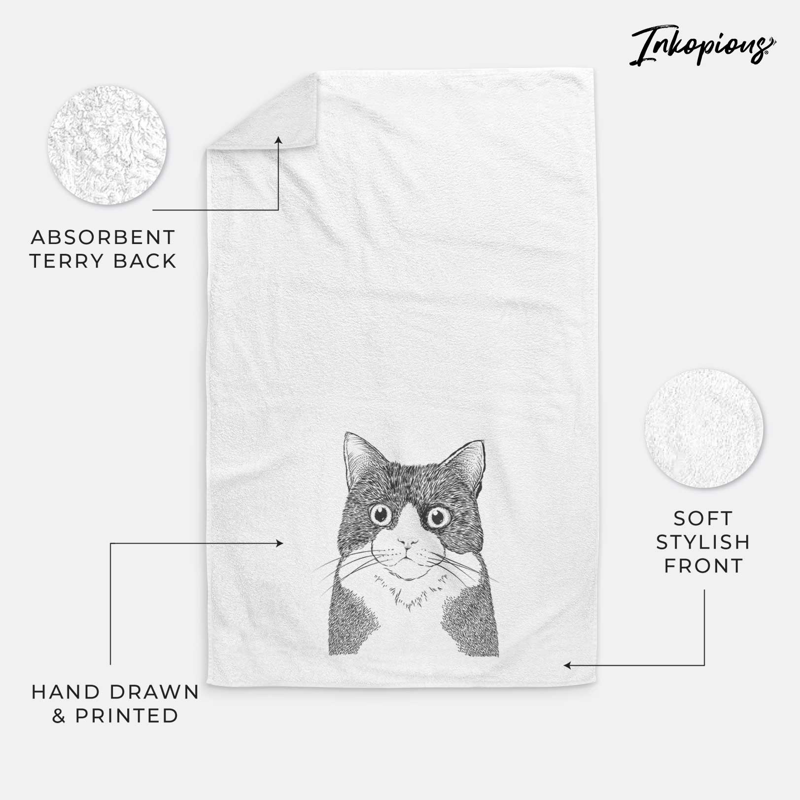 Tux the Tuxedo Cat Decorative Hand Towel