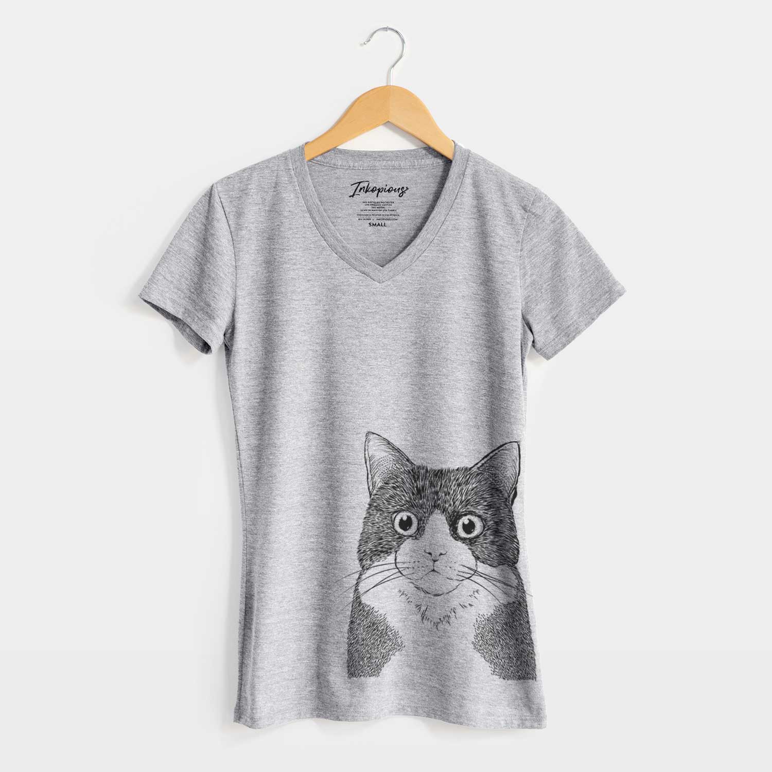 Bare Tux the Tuxedo Cat - Women's V-neck Shirt