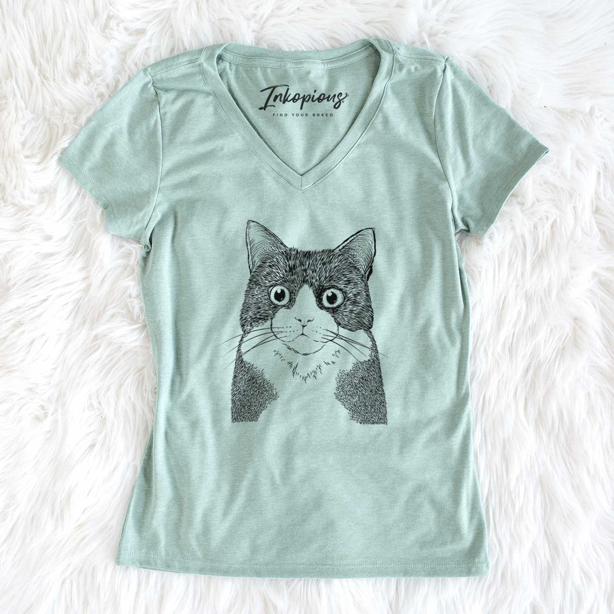 Bare Tux the Tuxedo Cat - Women&#39;s V-neck Shirt