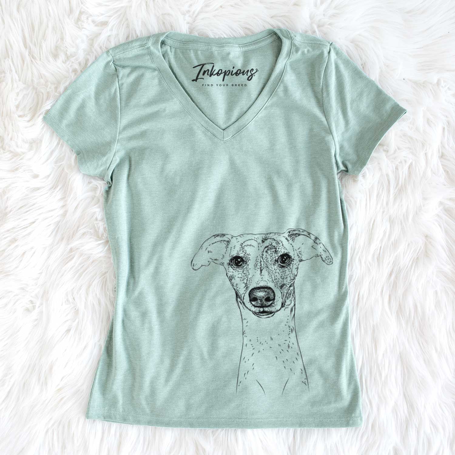 Bare Twiggy the Whippet - Women's V-neck Shirt