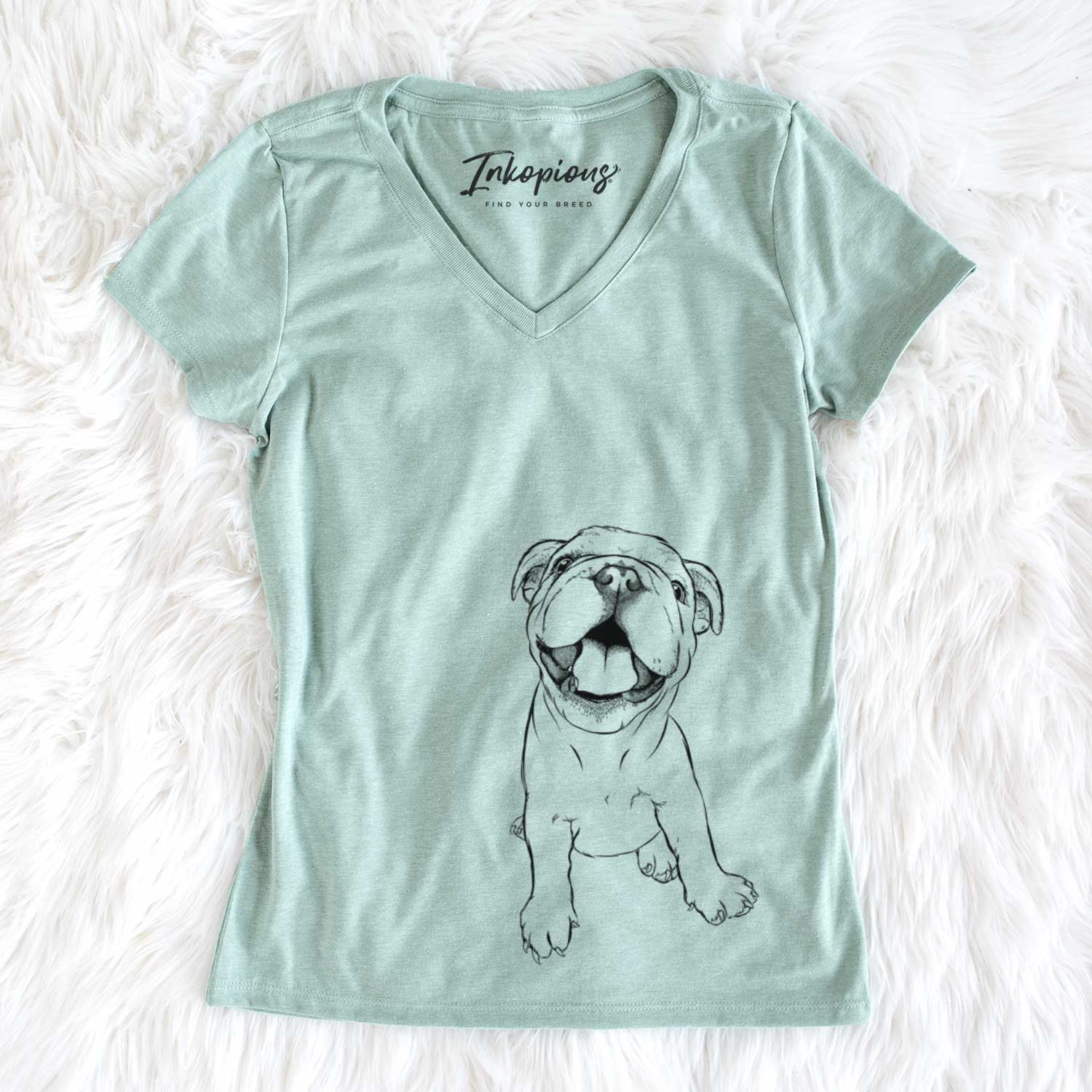 Bare Tyke the English Bulldog - Women's V-neck Shirt