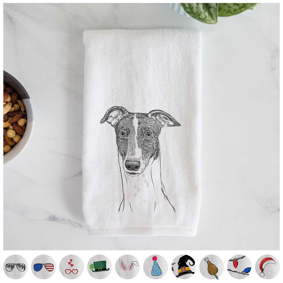 Vyncent the Greyhound Decorative Hand Towel